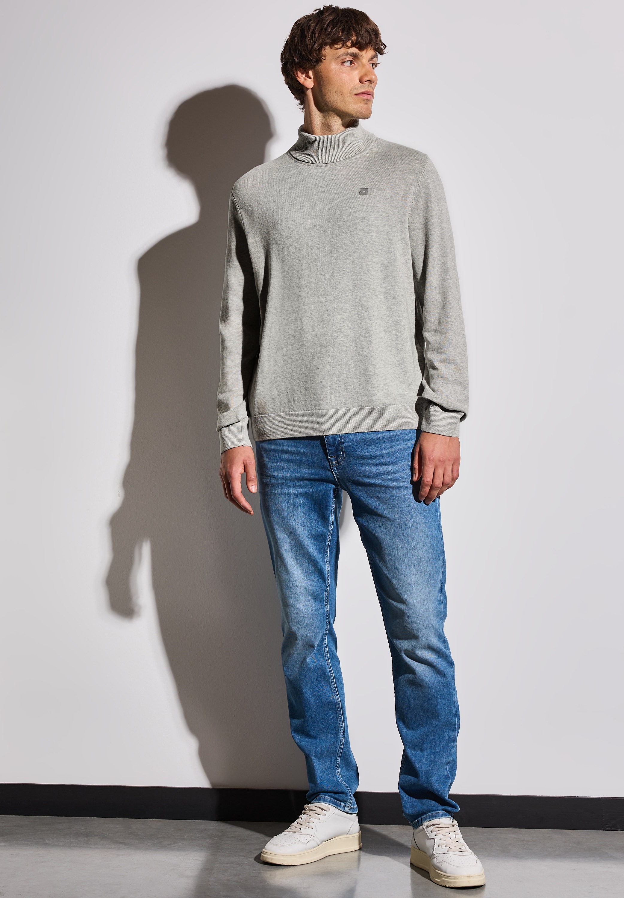 STREET ONE MEN Rollkragenpullover, aus reiner Baumwolle