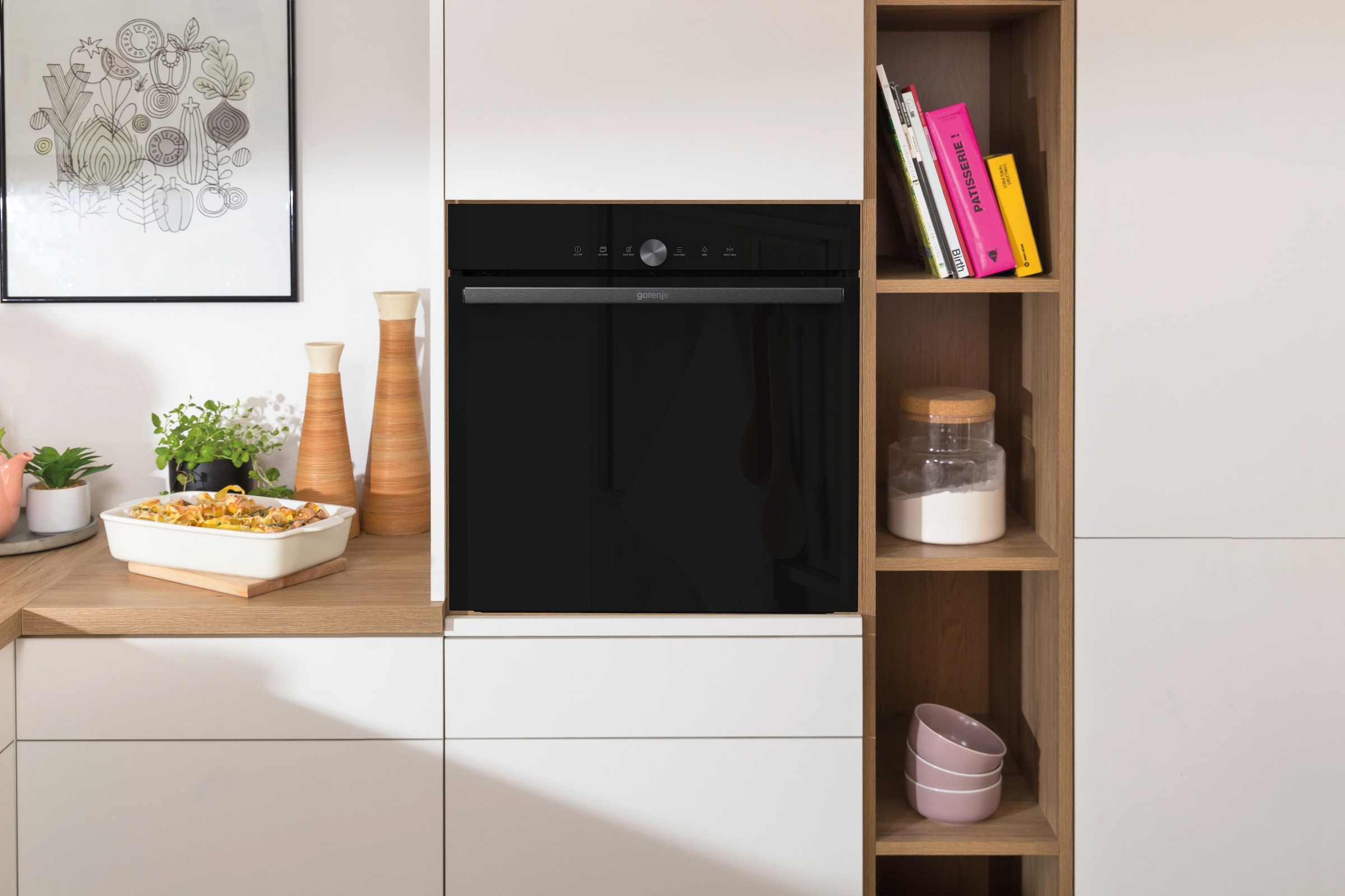 GORENJE Pyrolyse Backofen  »GO66E PIZZA350C«, mit Vollauszug, Pyrolyse-Selbstreinigung, max. Temperatur 350°C, AirFry-Funktion