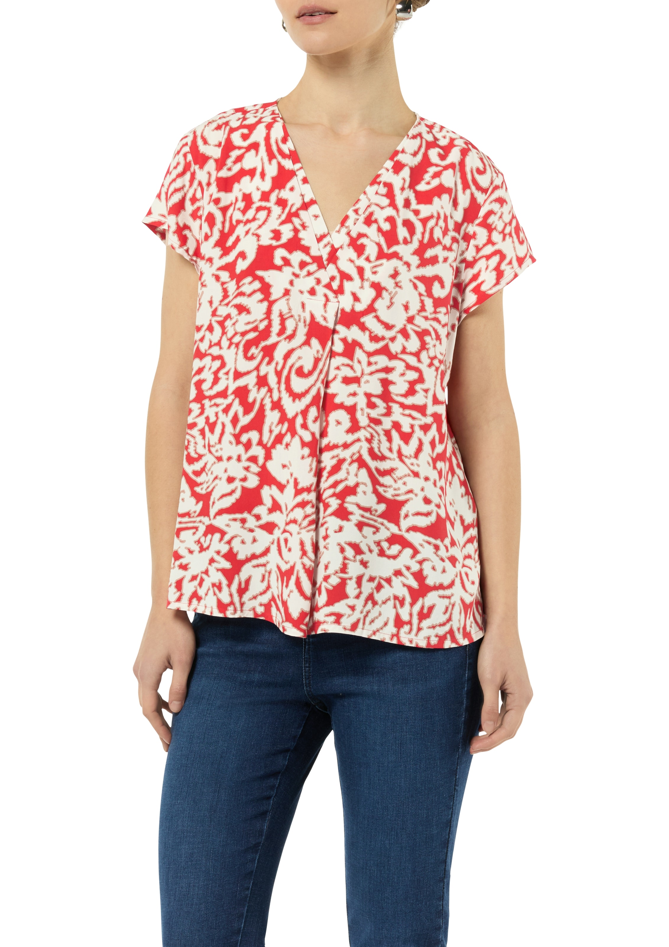 Comma Shirtbluse, mit V-Ausschnitt und Allover-Print