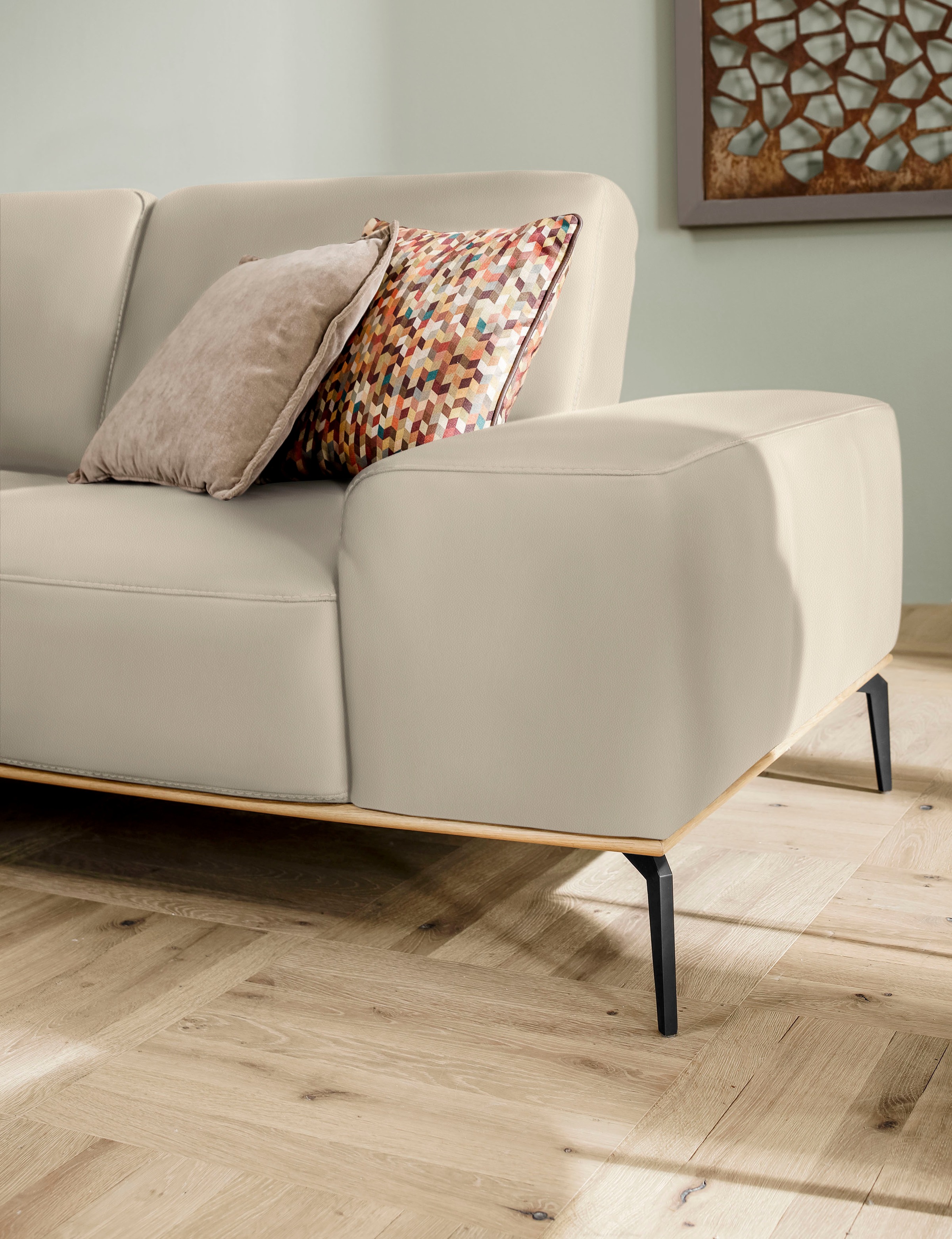W.SCHILLIG Ecksofa »run, Designsofa mit tollem Sitzkomfort, bequem, L-Form«, mit Holzsockel, Füße in Schwarz pulverbeschichtet, Breite 299 cm