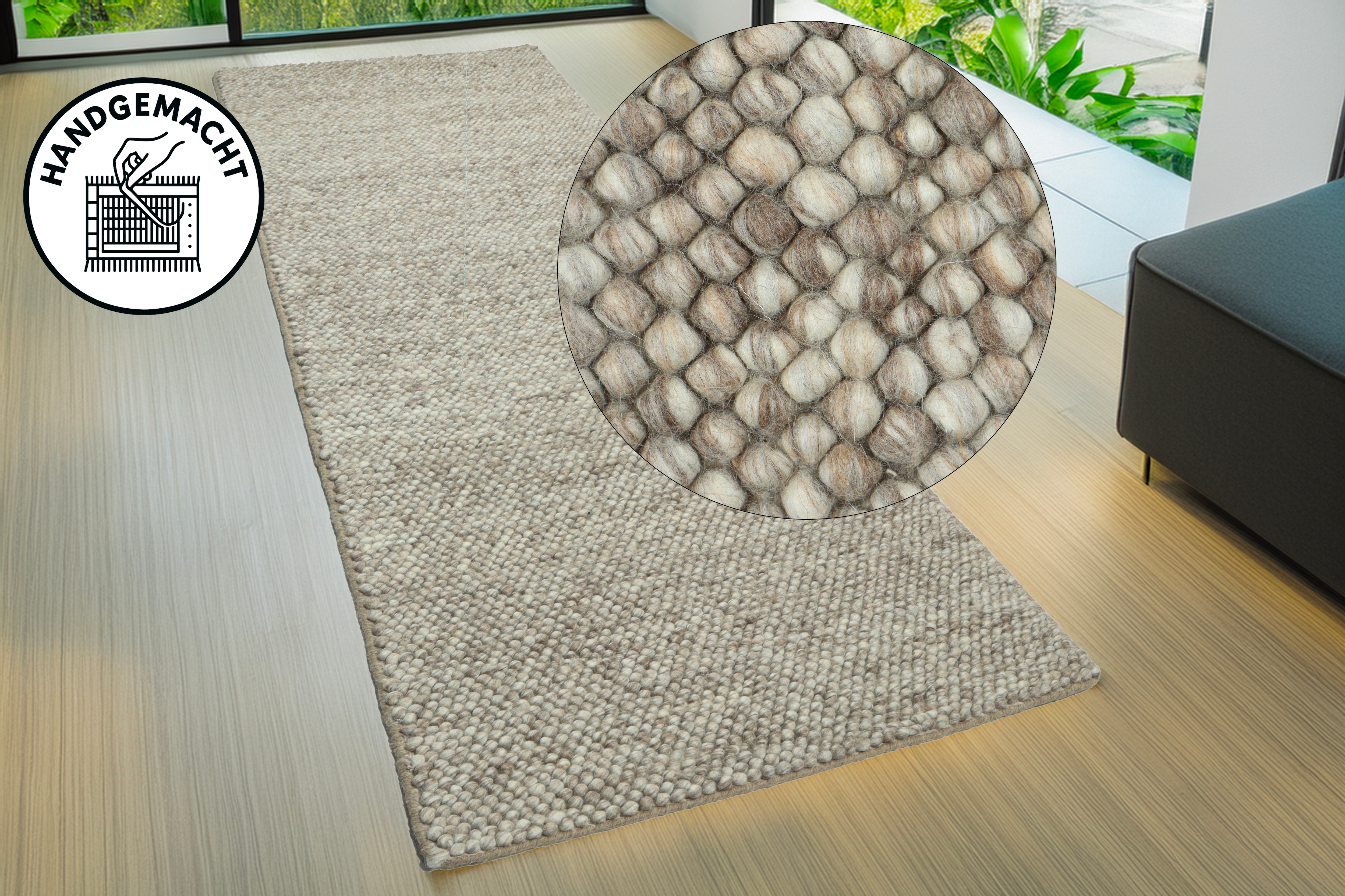 OTTO home Wollteppich "Wolly, Wolle" rechteckig 14 mm Höhe handgewebt, Handweb Teppiche, Skandi, Wohnzimmer, Schlafzimmer