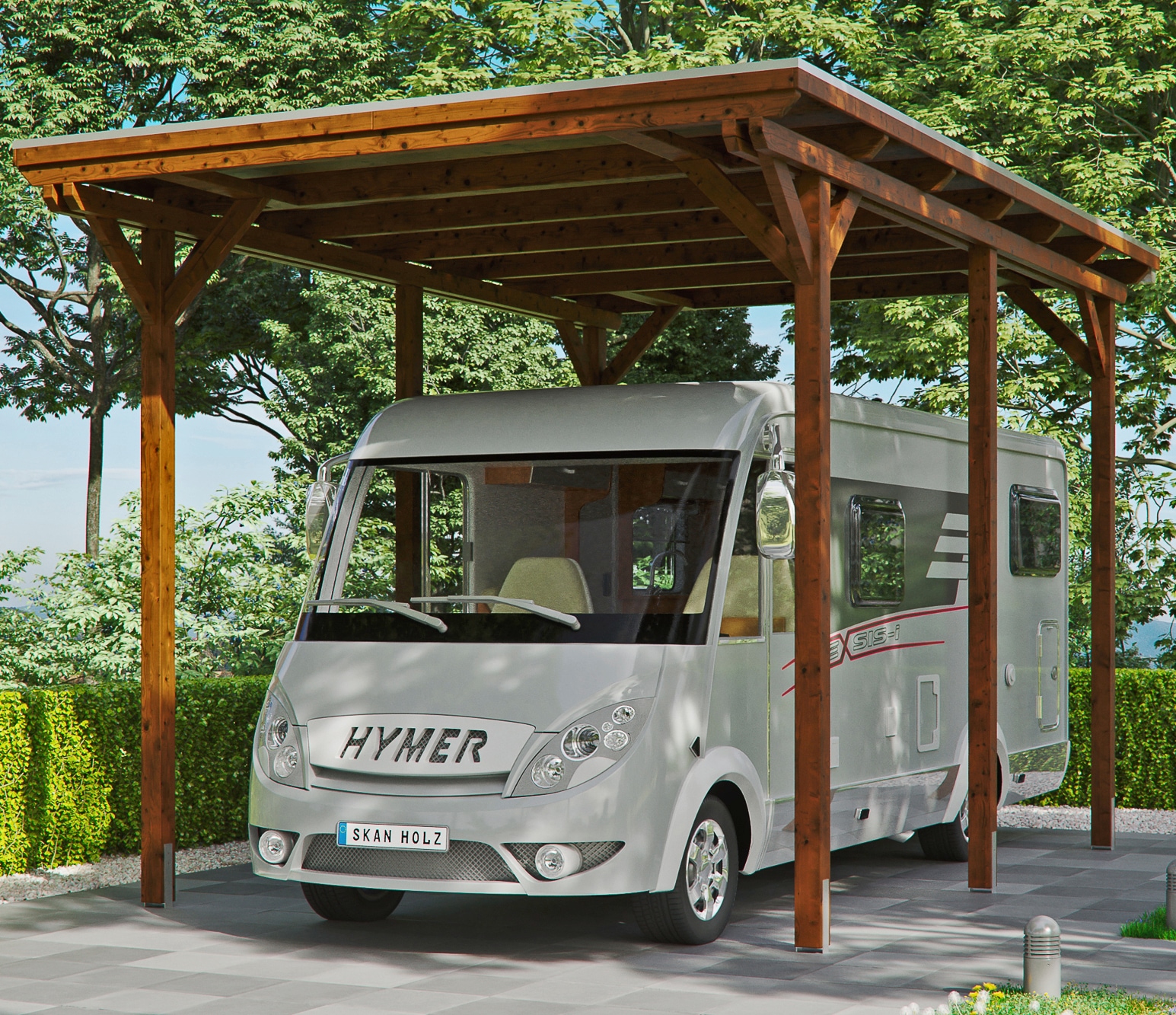Skanholz Einzelcarport "Caravan-Emsland" Leimholz 341 cm braun