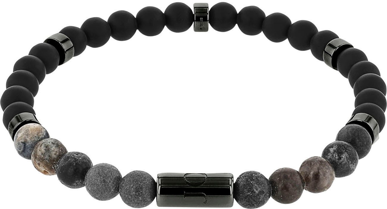 Joop! Armband JOOP "2038991", schwarz (gunfarben, schwarz, schwarz), Armbänder, Herren, 19cm, Edelstahl, Armband, mit Achat, Hypersthen