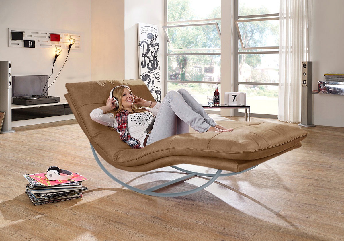 W.SCHILLIG Relaxliege »daily dreams«, in Waffelkissen-Optik, Schaukelgestell silber matt, in 2 Breiten