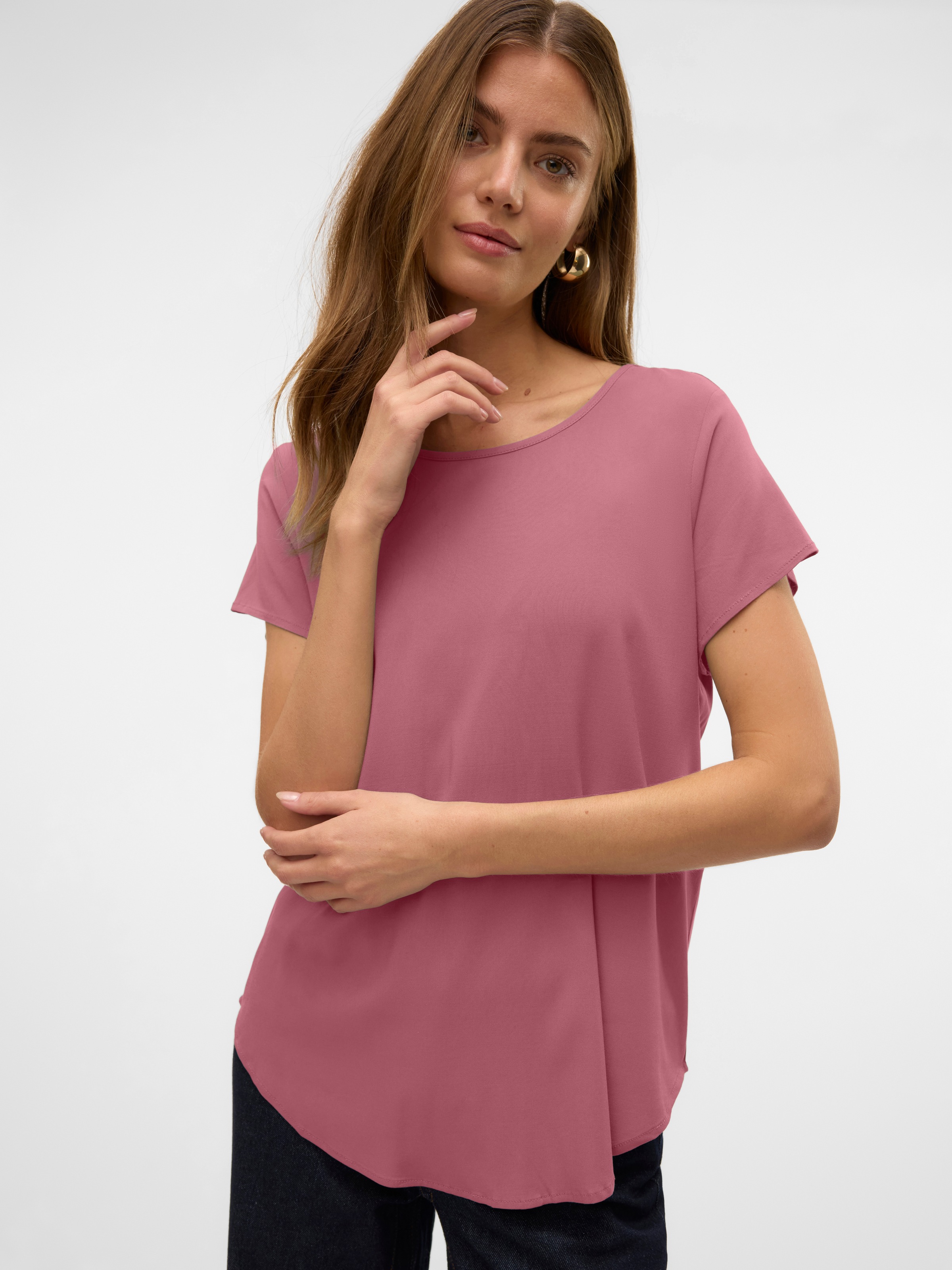 Vero Moda Blusenshirt "VMBELLA SS TOP WVN GA NOOS" Viskosemischung, abgerun günstig online kaufen