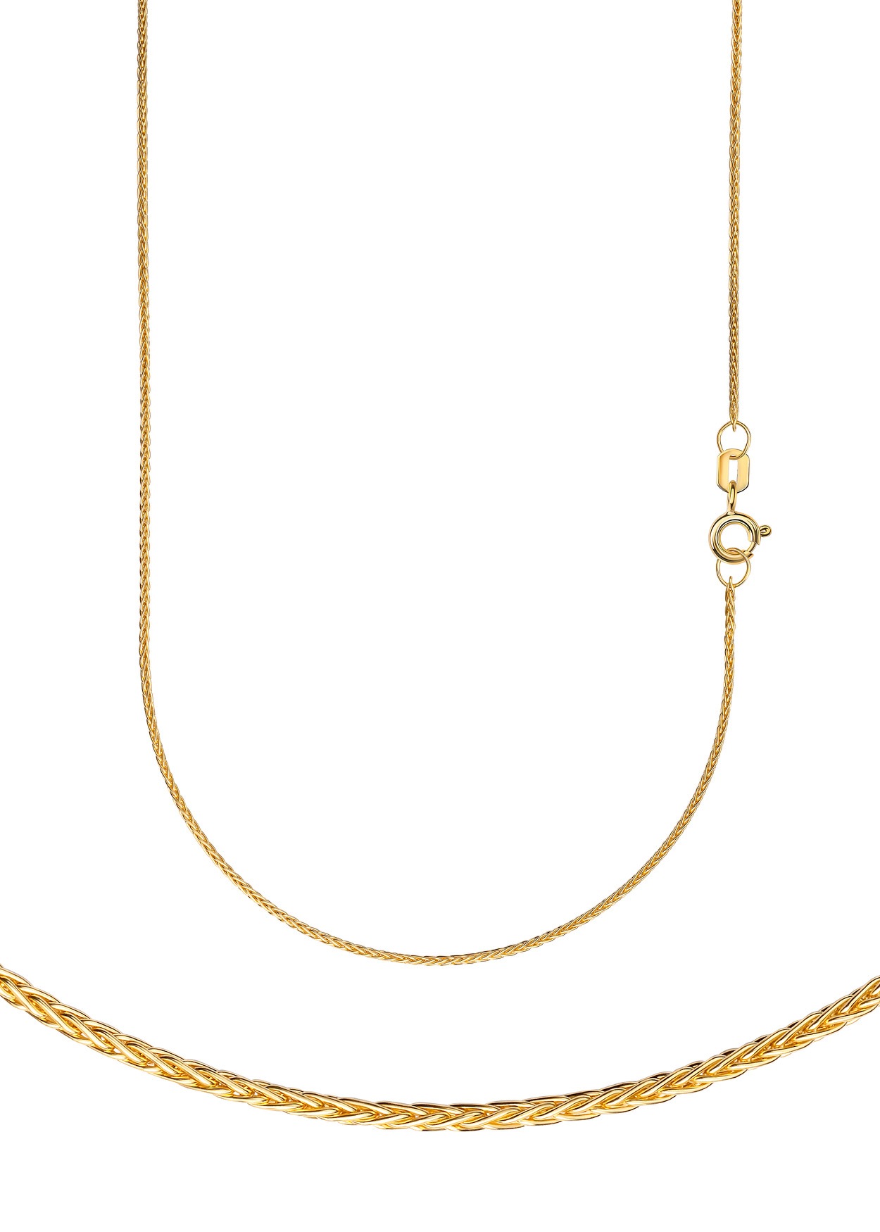 FIRETTI Damen Collierkettchen "Schmuck Geschenk Gold 333 o. 585 Halskette Fuchsschwanzkette dreifach", 50, Gelbgold 585, B: 1,1mm, gold, Gelbgold