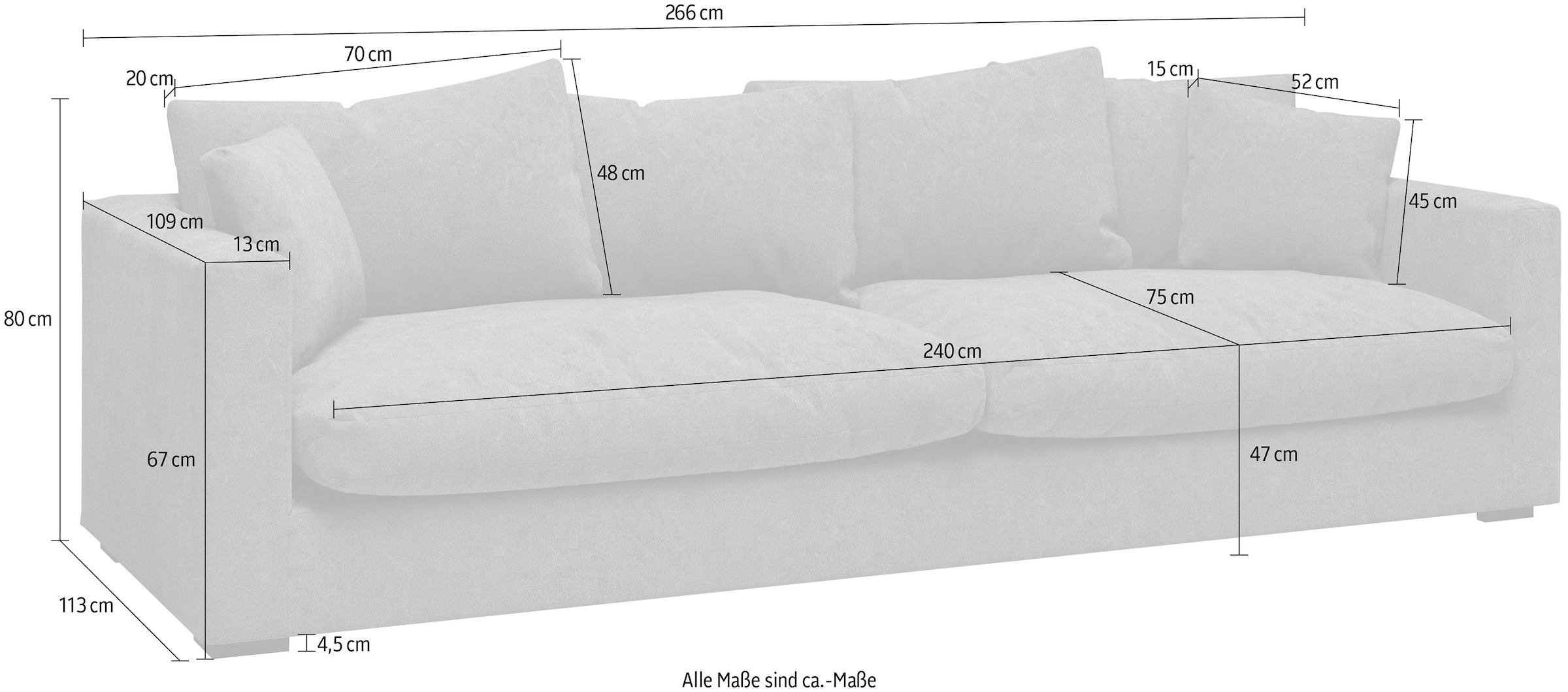 Home affaire Big-Sofa »Coray«, extra weich und kuschelig, Füllung mit Federn und Daunen