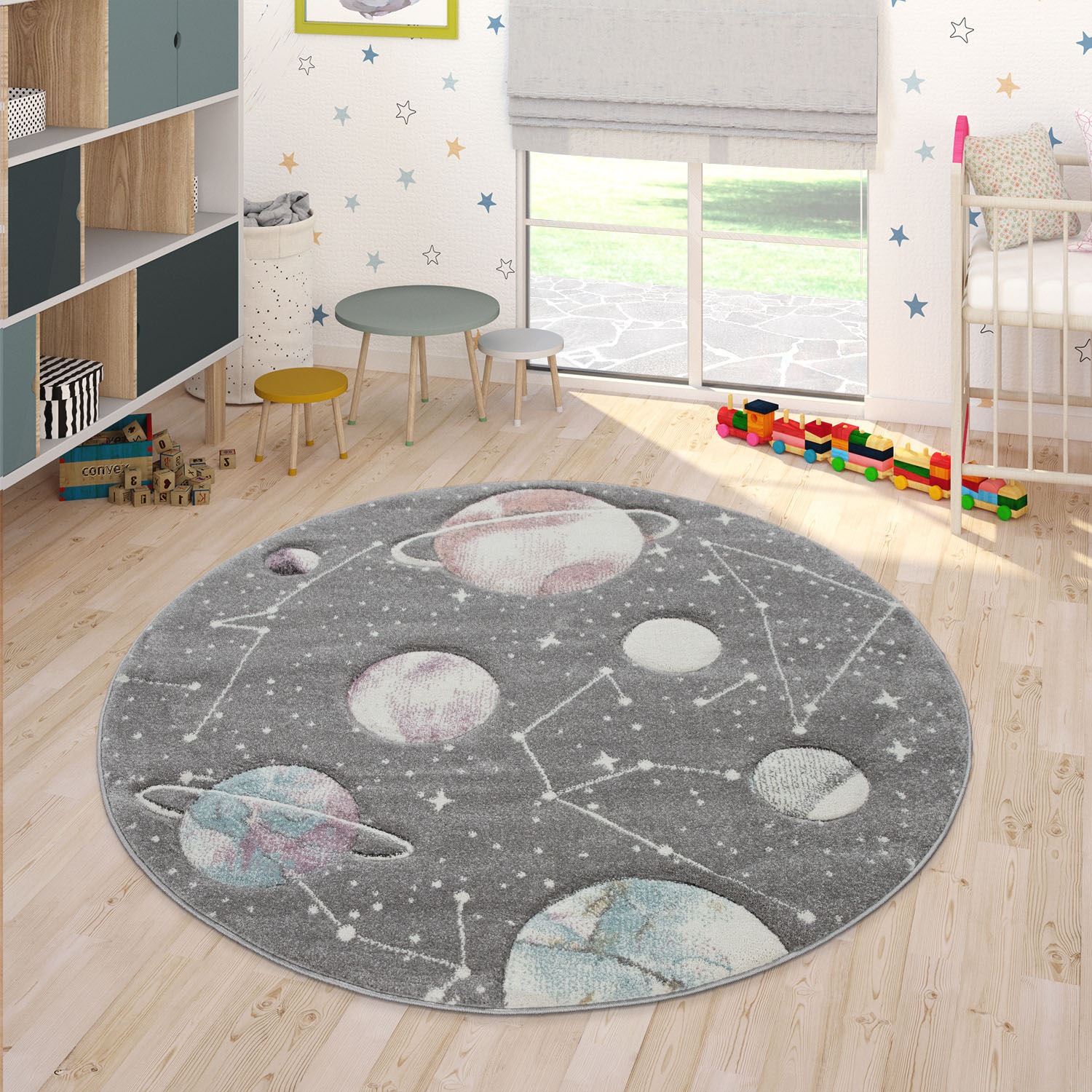 Paco Home Kinderteppich "Cosmo 347" rund 12 mm Höhe 3D-Design, Motiv Weltra günstig online kaufen