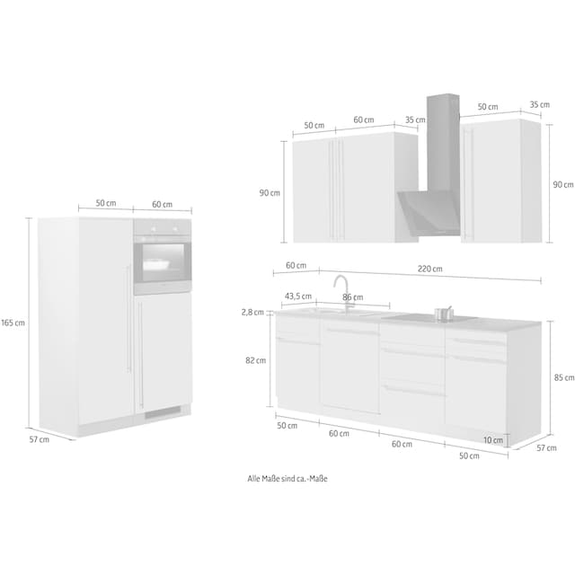wiho Küchen Küchenzeile »Chicago«, ohne E-Geräte, Breite 330 cm bestellen |  BAUR