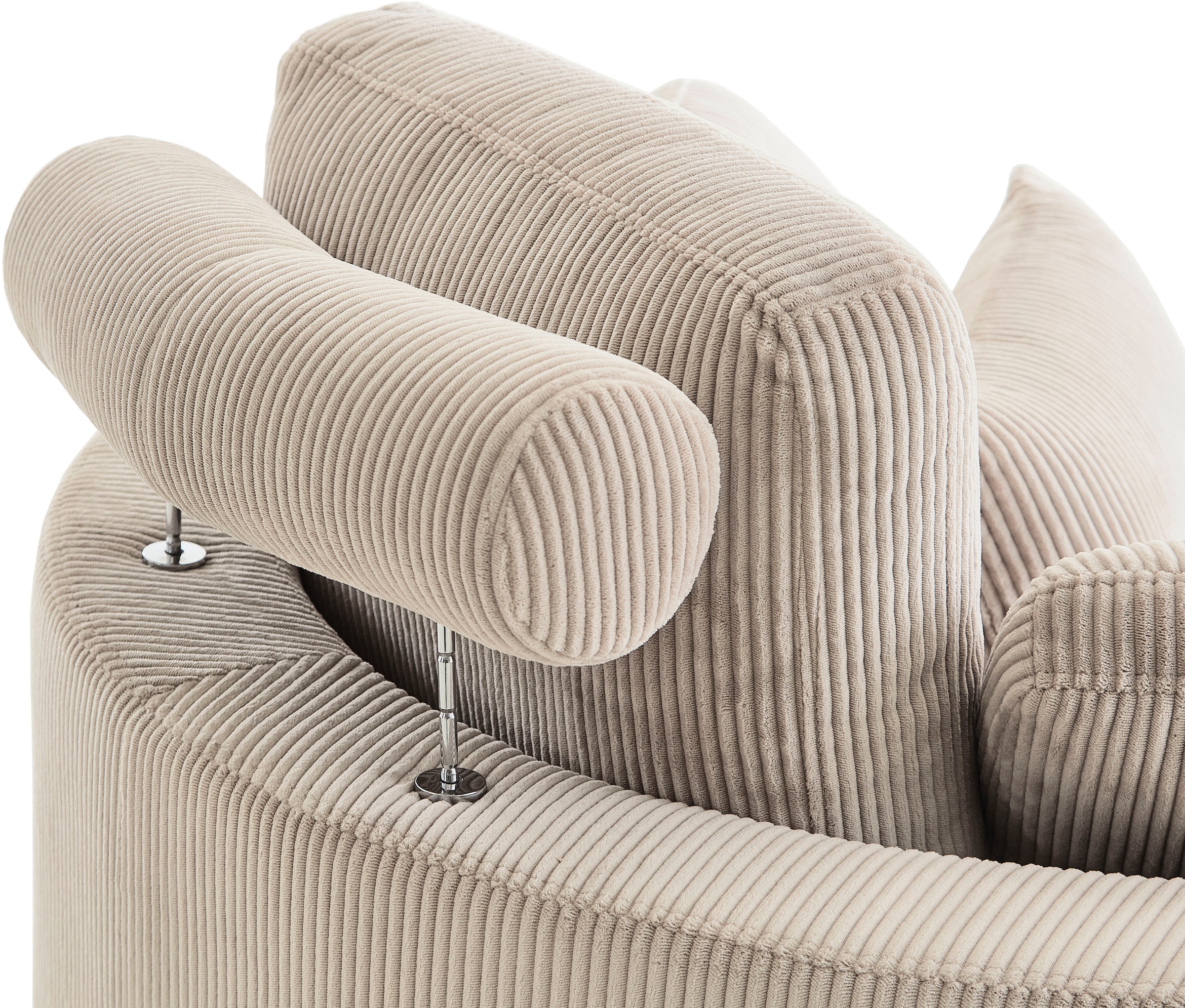 ATLANTIC home collection Loveseat »Ravi«, XXL- Sessel, inklusive Stauraumhocker, Rückenkissen & drei Zierkissen