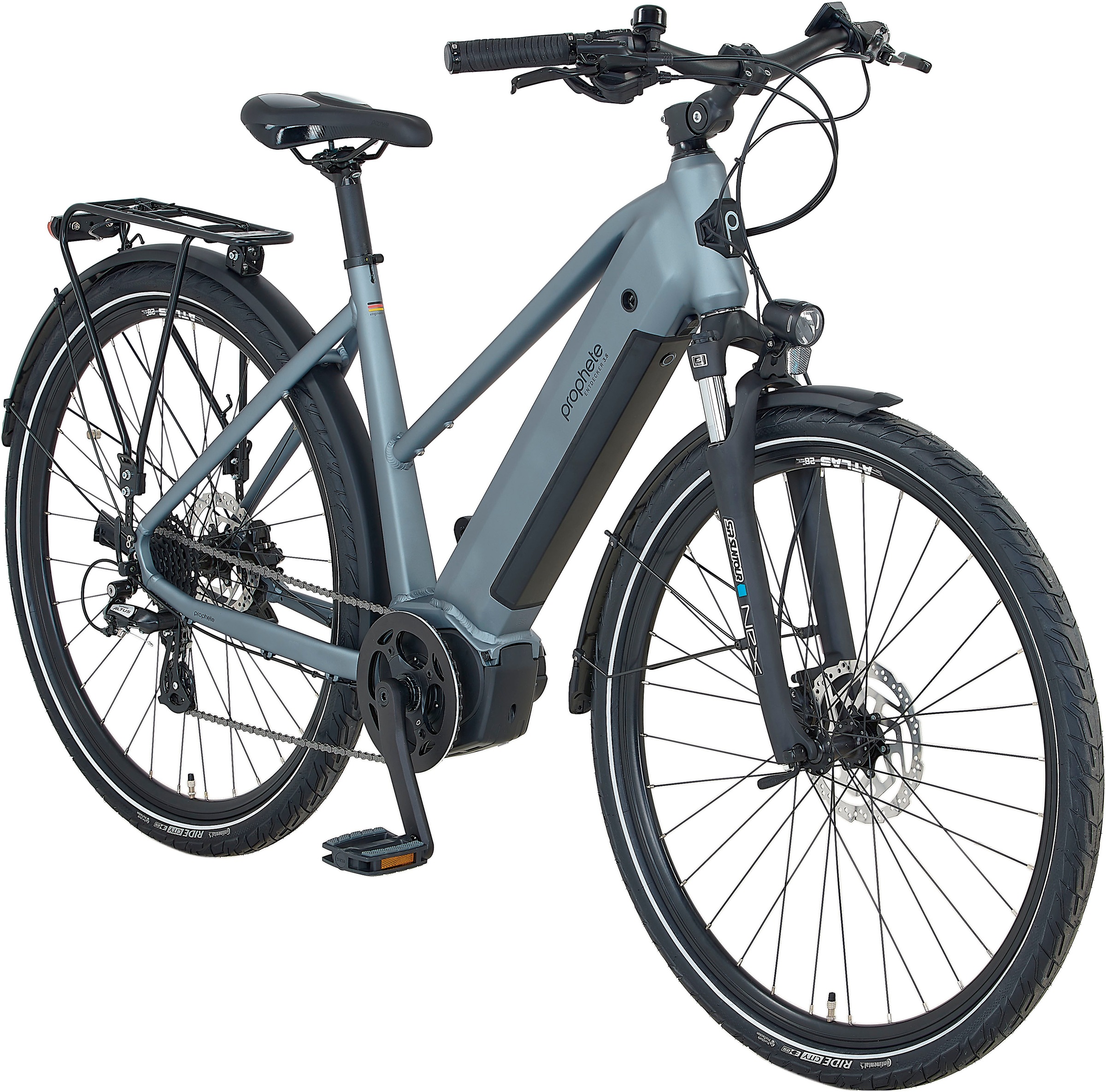 Prophete "Entdecker 3.8" 8 Gang Shimano Altus Schaltwerk Kettenschaltung Mittelmotor 250 W Pedelec, Elektrofahrrad für Damen