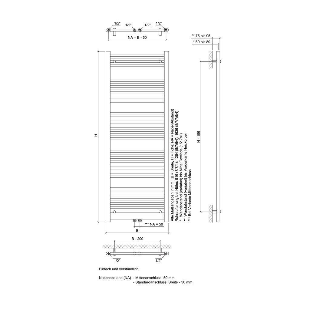 Ximax Badheizkörper »C1 1636 mm x 600 mm«