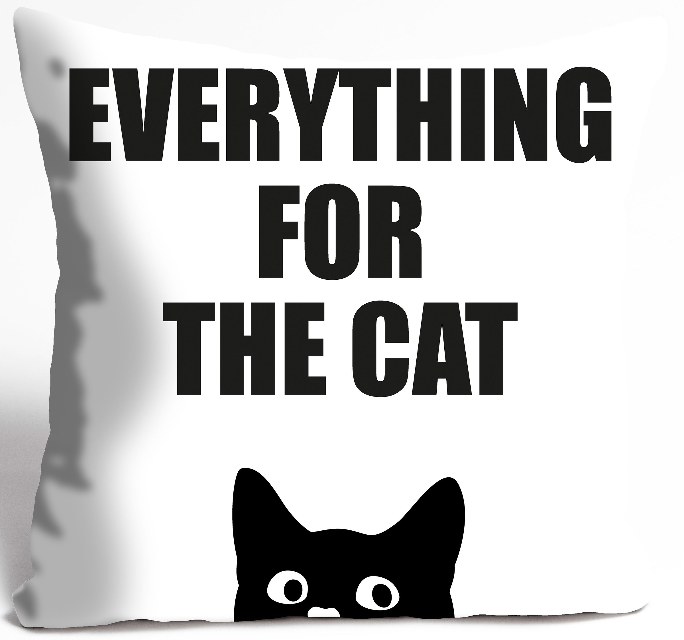 queence Dekokissen »EVERYTHING FOR THE CAT«, Kissenhülle,Everything for the cat,Spruch,Weiß,Minimalistisch,Lustig