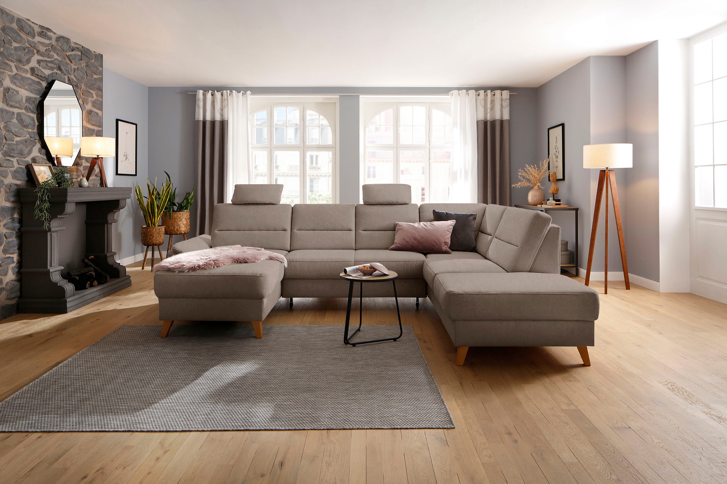 Home affaire "Westerland U-Form" Federkern, wahlweise Bettfunktion, Staurau günstig online kaufen