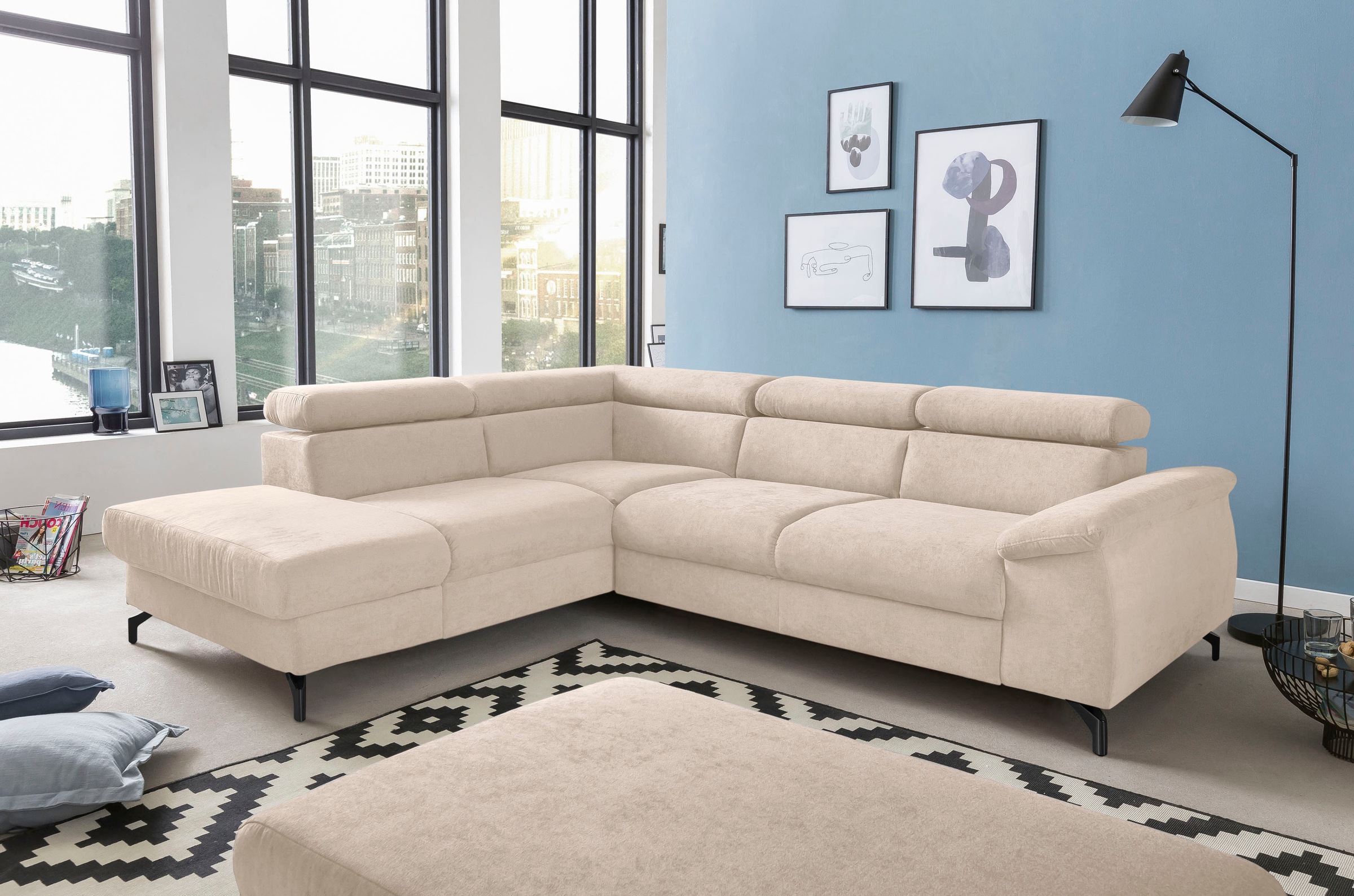 COTTA Ecksofa »Komaris L-Form«, mit Kopfteilverstellung, wahlweise mit Bettfunktion & Bettkasten