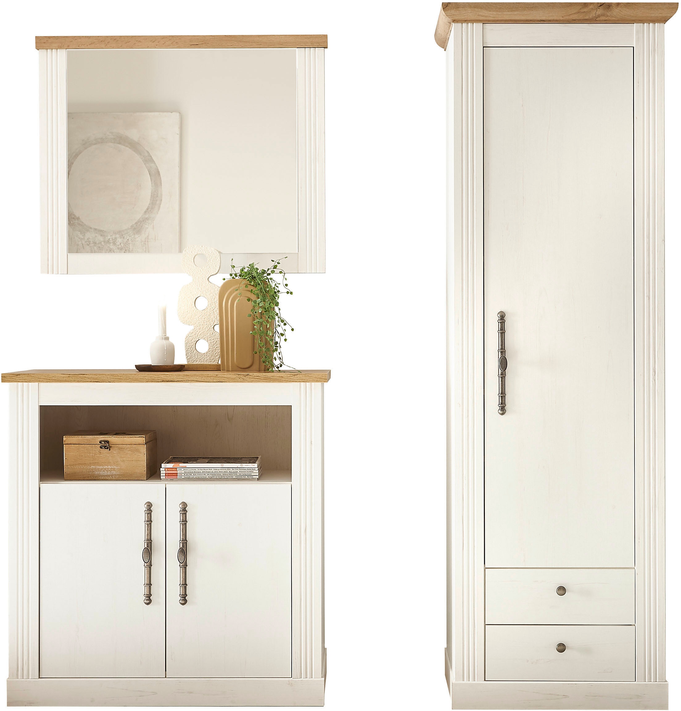 OTTO home Garderoben-Set "Westminster, Garderobe im Landhausstil, Komplettset mit viel Stauraum" 3 Stk. tlg.