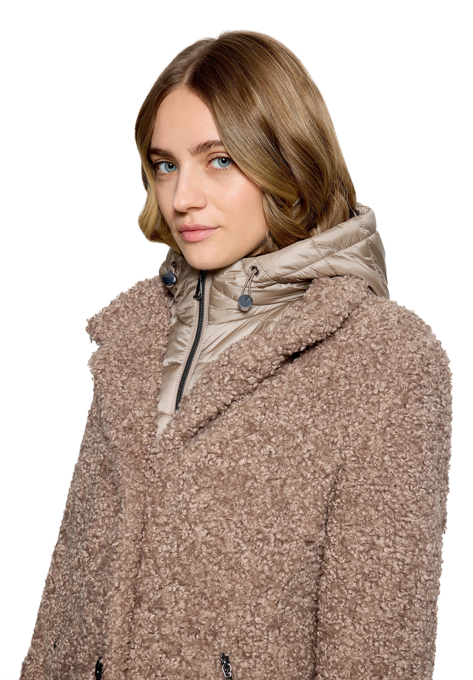 Amber & June Plüschjacke »Damen mit abnehmbarem Westenteil« mit Kapuze