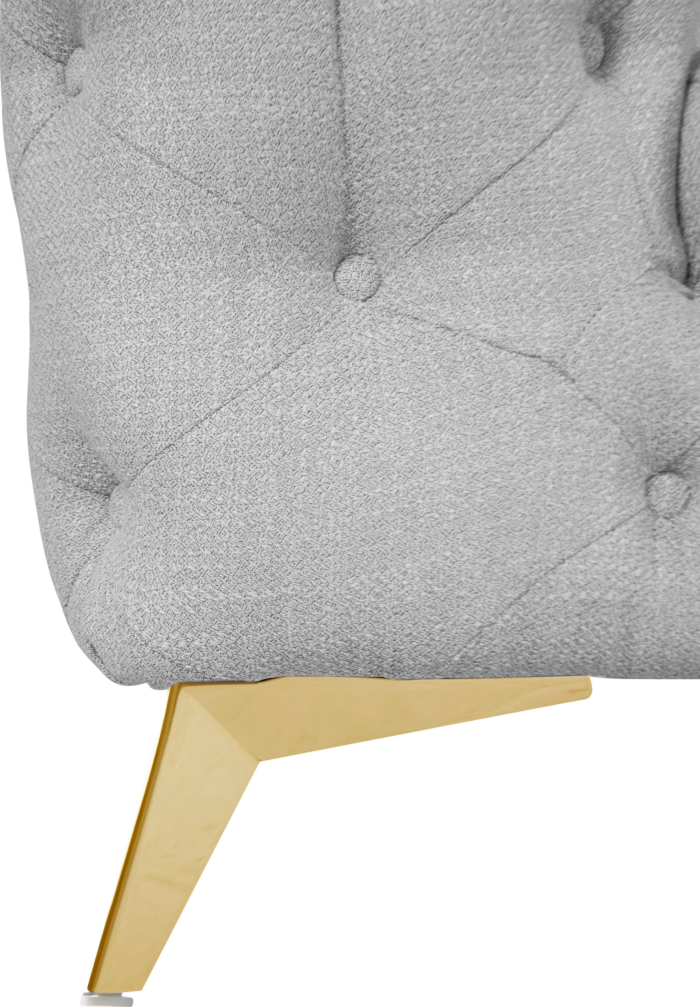 Leonique Chesterfield-Sofa »Ecksofa GLYNIS L-Form mit Wellenunterfederung, Maße B/T/H 264/204/75cm«, aufwändige Knopfheftung, moderne Chesterfield Optik, Fußfarbe wählbar