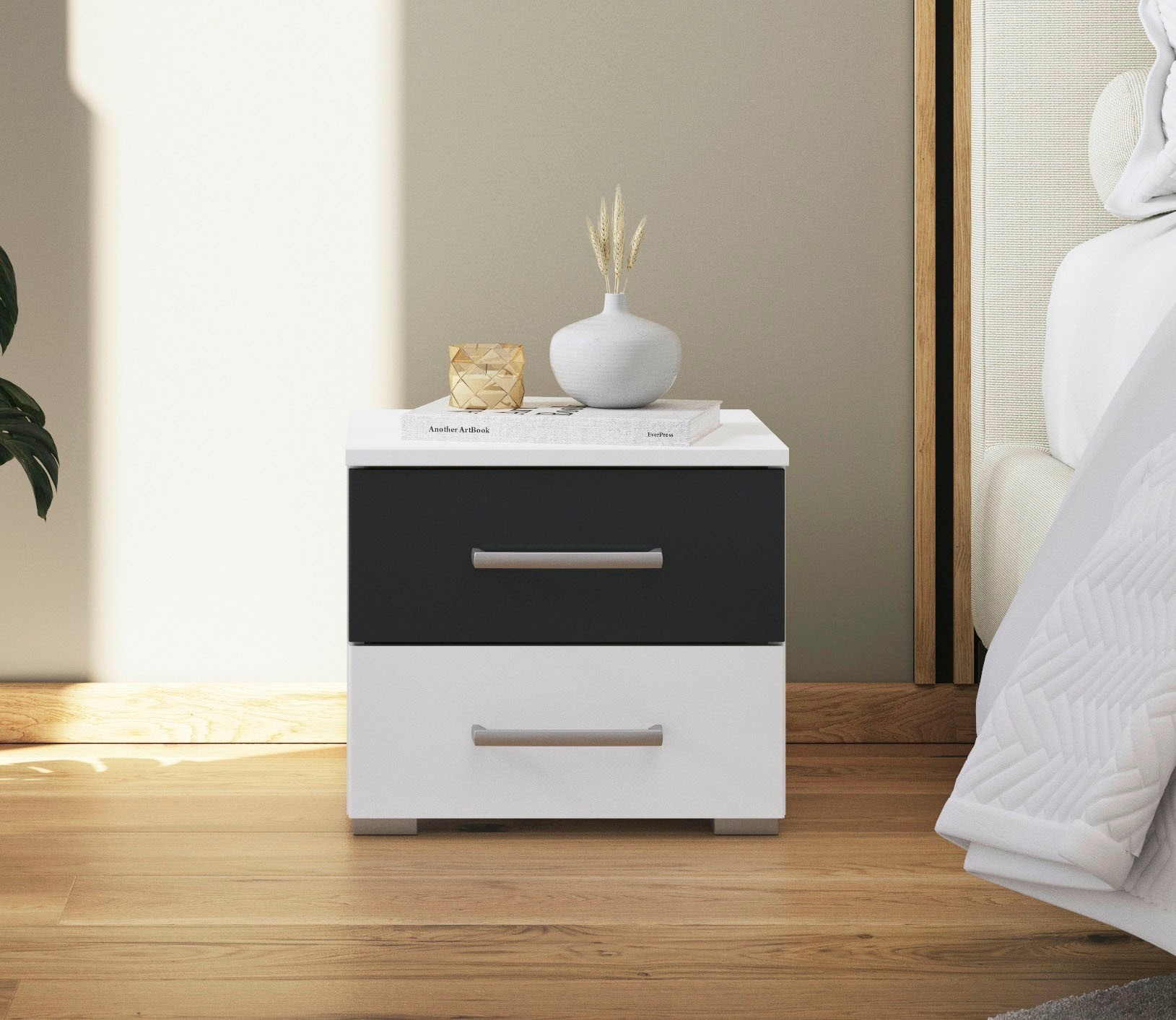 rauch Nachtkommode »Nachttisch Nachtkonsole Beistelltisch Kommode Sideboard BURANO«, mit farblich abgesetzter Schublade MADE IN GERMANY