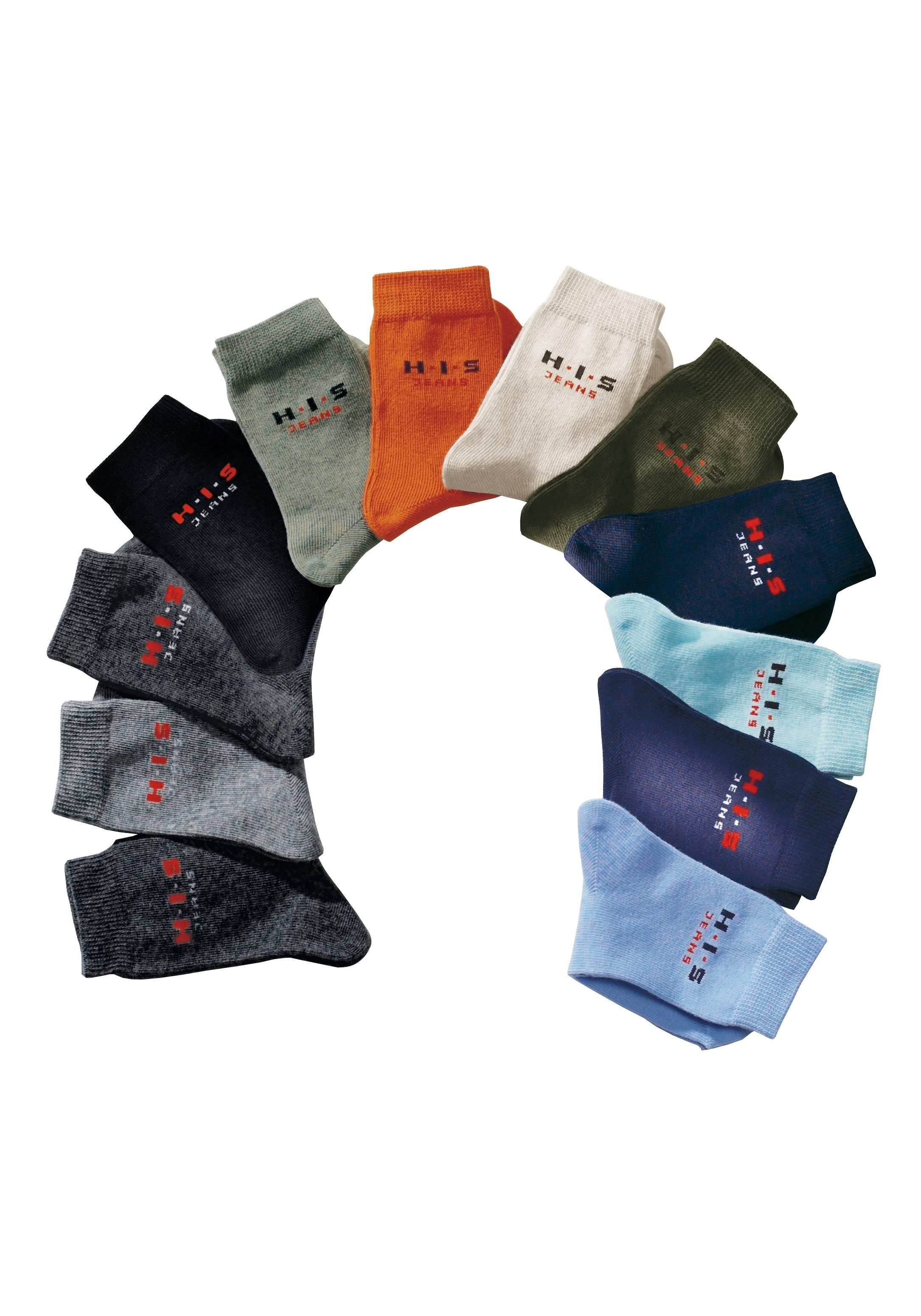 H.I.S Basicsocken, (Packung, 4 Paar), mit kontrasfarbenem Logo