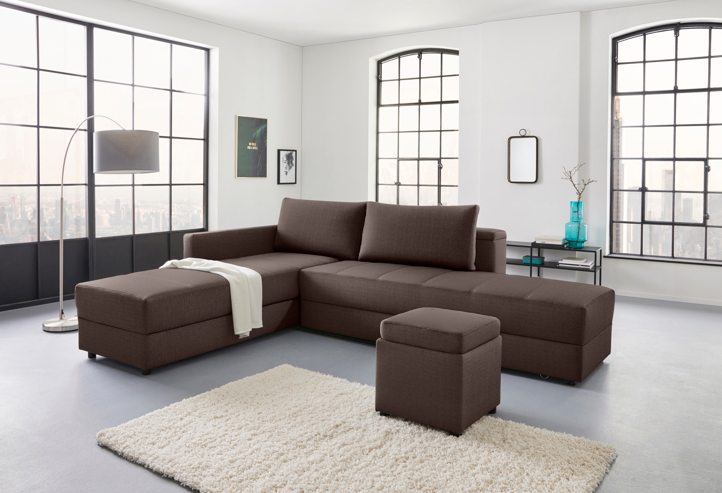 LOOKS by Wolfgang Joop Ecksofa »LooksIII L-Form«, durch Drehfunktion zum Bett wandelbar, inklusive Staufach