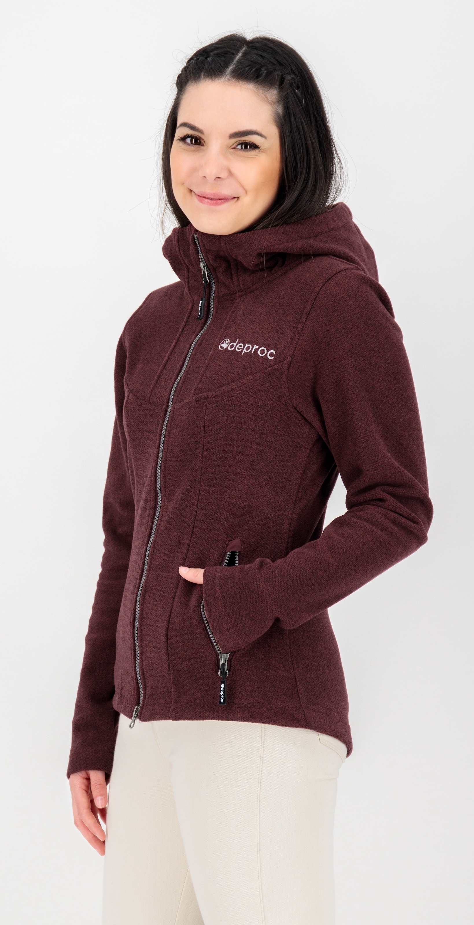 DEPROC Active Strickfleecejacke »GLORY MAY«, mit 2-Wege-Reißverschluss