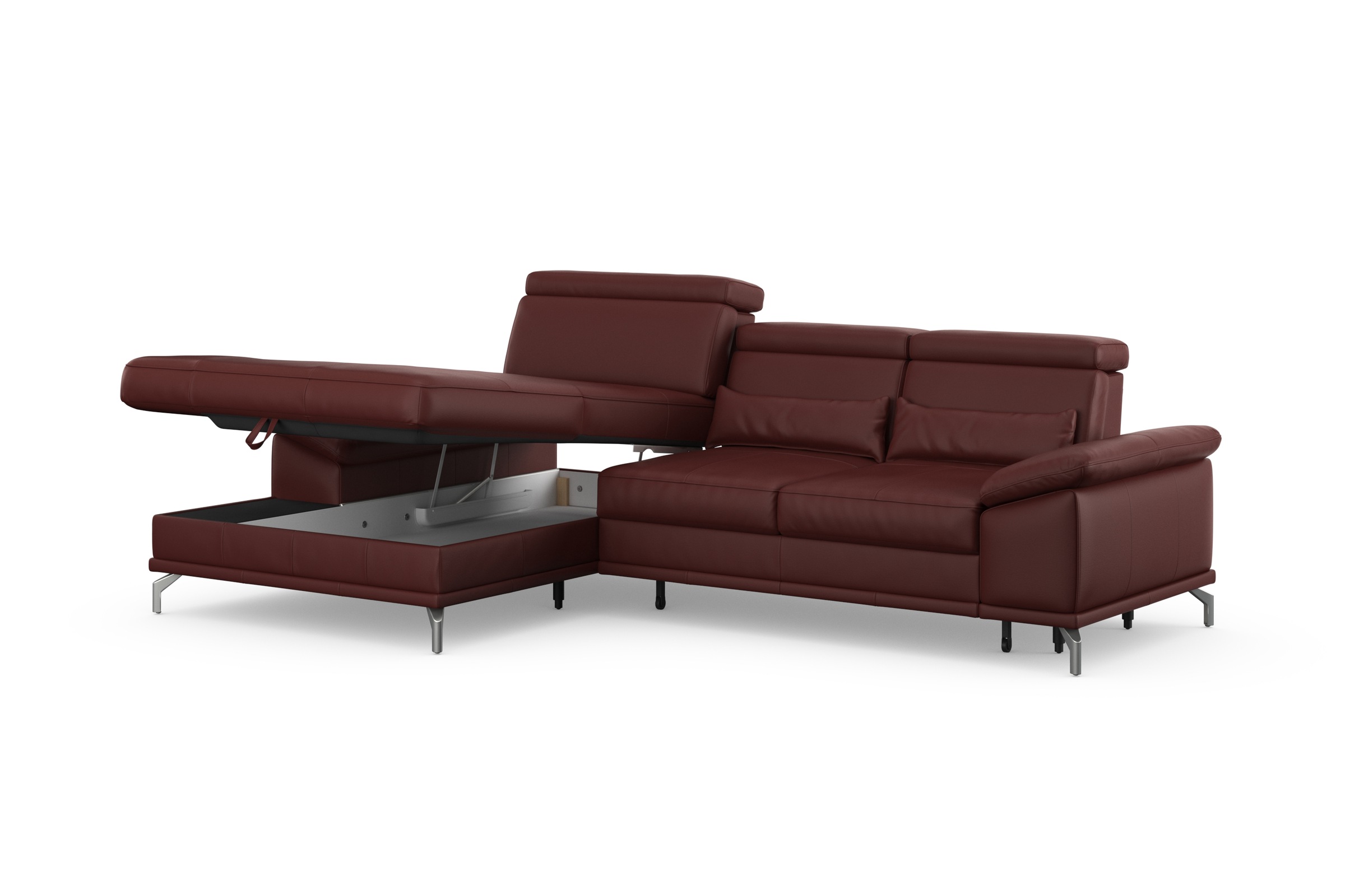 sit&more Ecksofa »Cabrio L-Form, mit Sitztiefenverstellung, Arm- und Kopfteilverstellung«, 2 Nierenkissen, Federkern, optional Bettfunktion und Stauraum