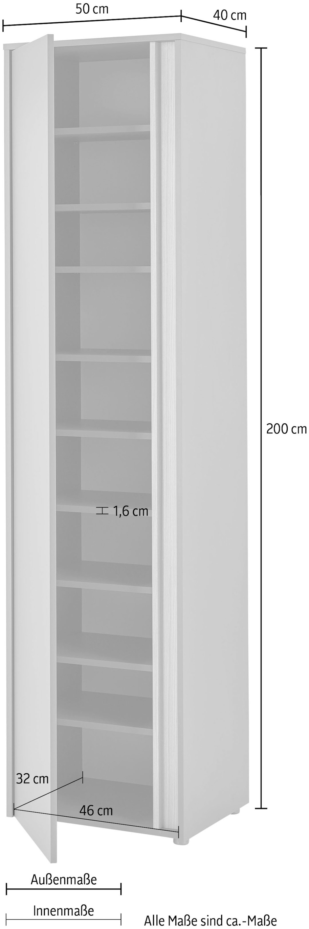 INOSIGN Garderobenschrank »GiRON/CiTY, moderner Schrank, Schuhschrank mit Stauraum«, 9 Einlegeböden, 10 Fächer, Tür beidseitig montierbar, 50 cm breit