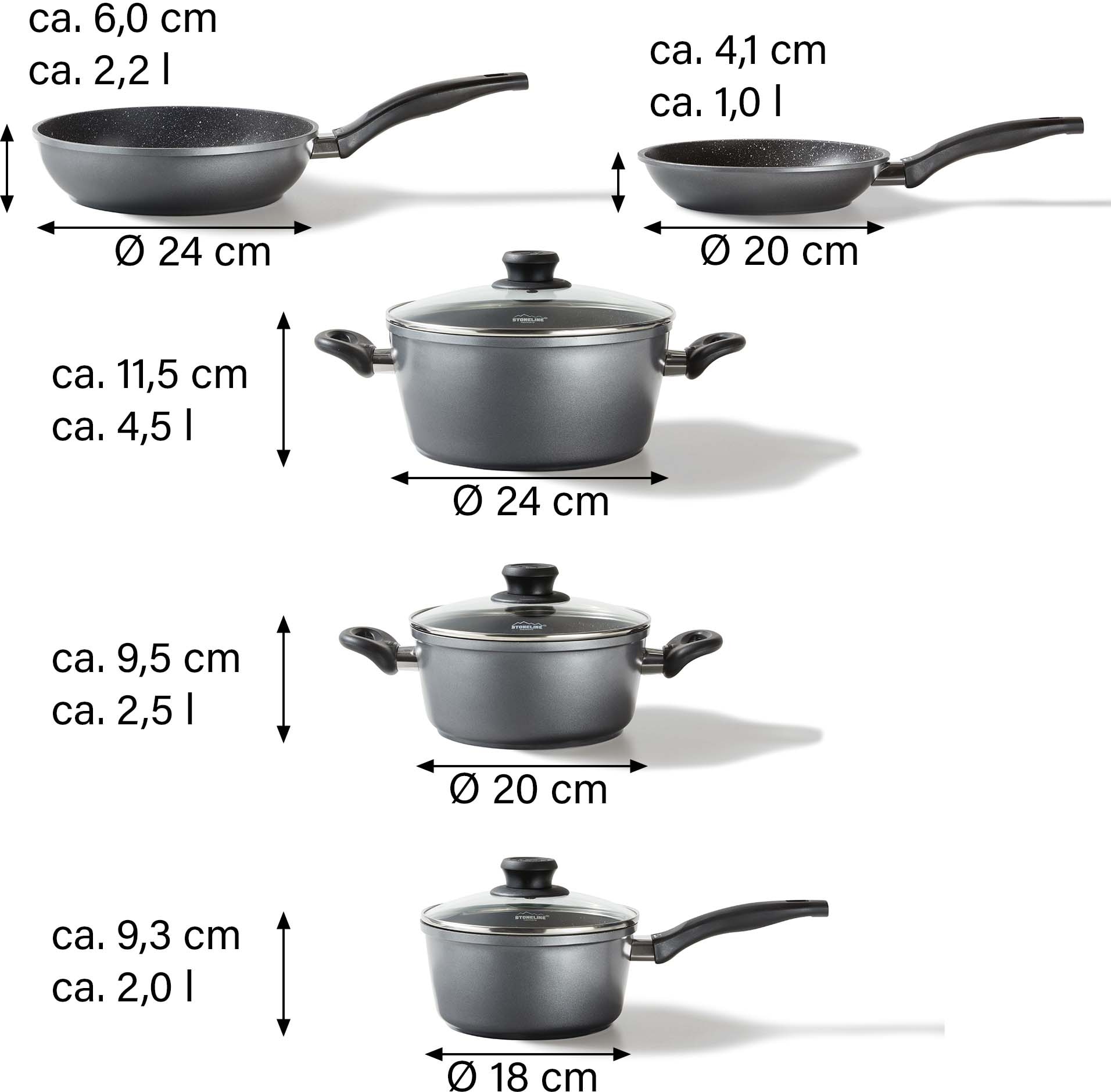 STONELINE (Set, Aluminium, Induktion tlg.), bestellen 5 Topf-Set, BAUR |