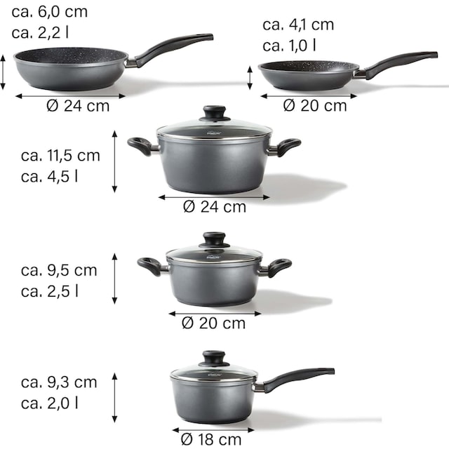 bestellen Induktion 5 tlg.), STONELINE Topf-Set, (Set, Aluminium, | BAUR