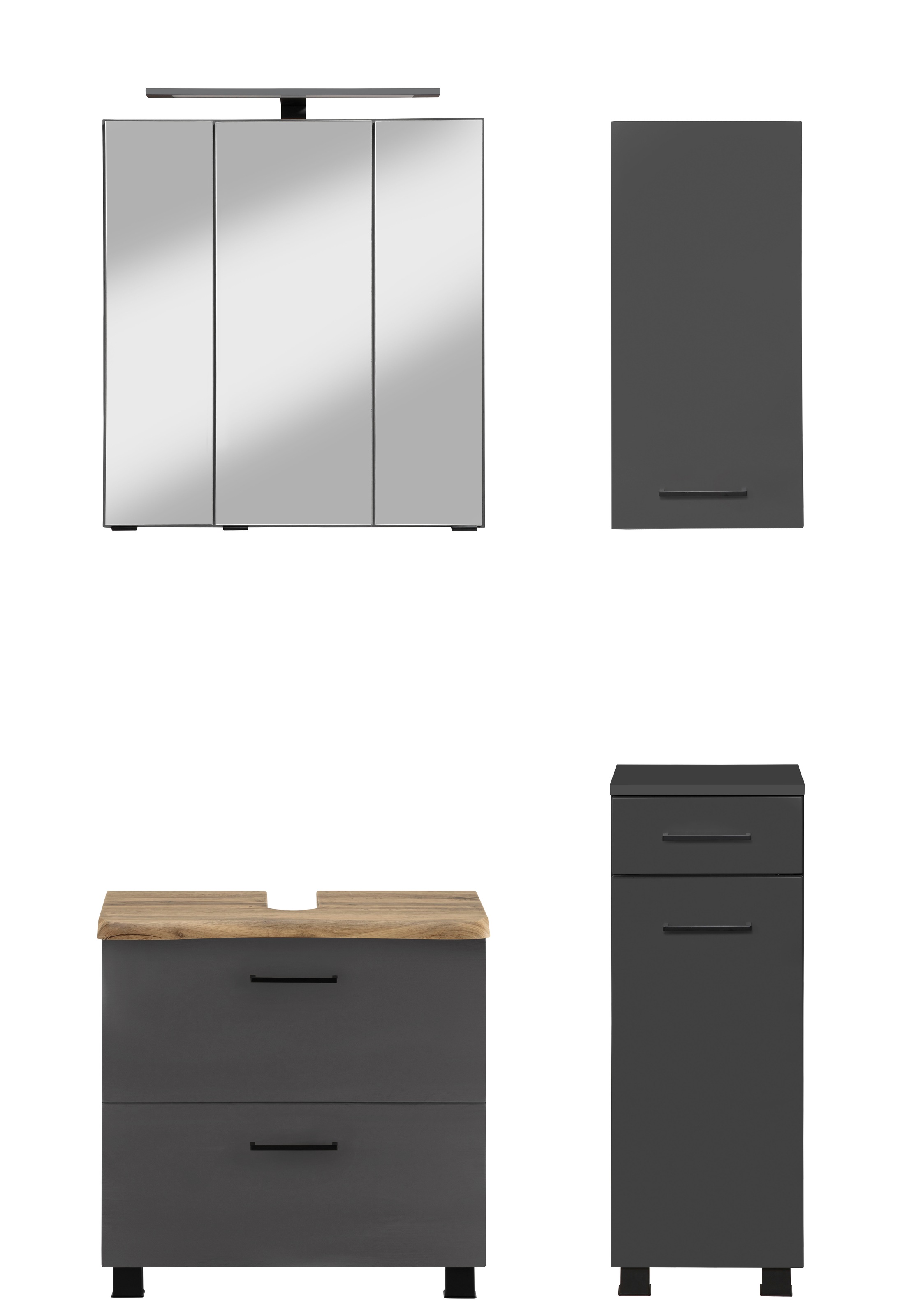 welltime "Trento, Badezimmer-Set, Waschbeckenunterschrank, Hängeschrank" 4 Stk. tlg.