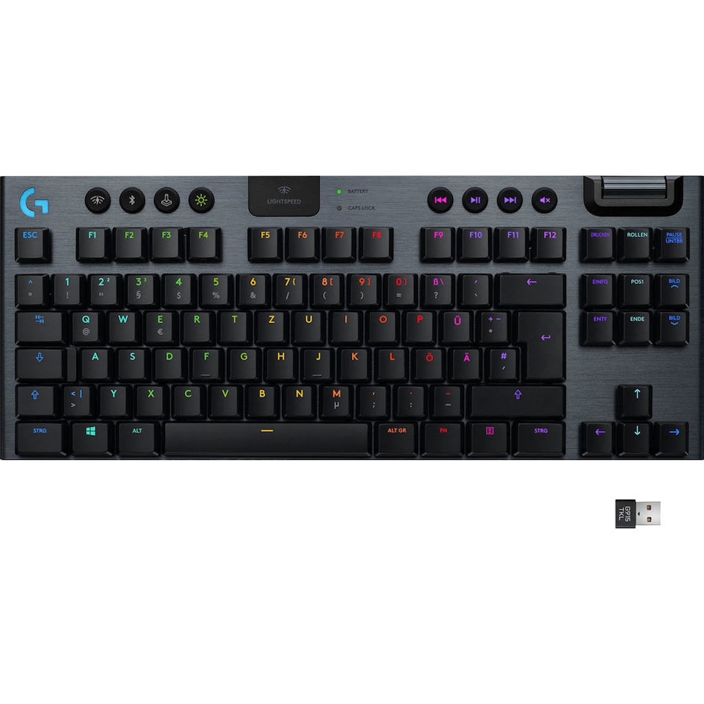 Logitech Gaming-Tastatur »G915 TKL Tenkeyless LIGHTSPEED«, (Multimedia-Tasten-Fn-Tasten-USB-Anschluss)