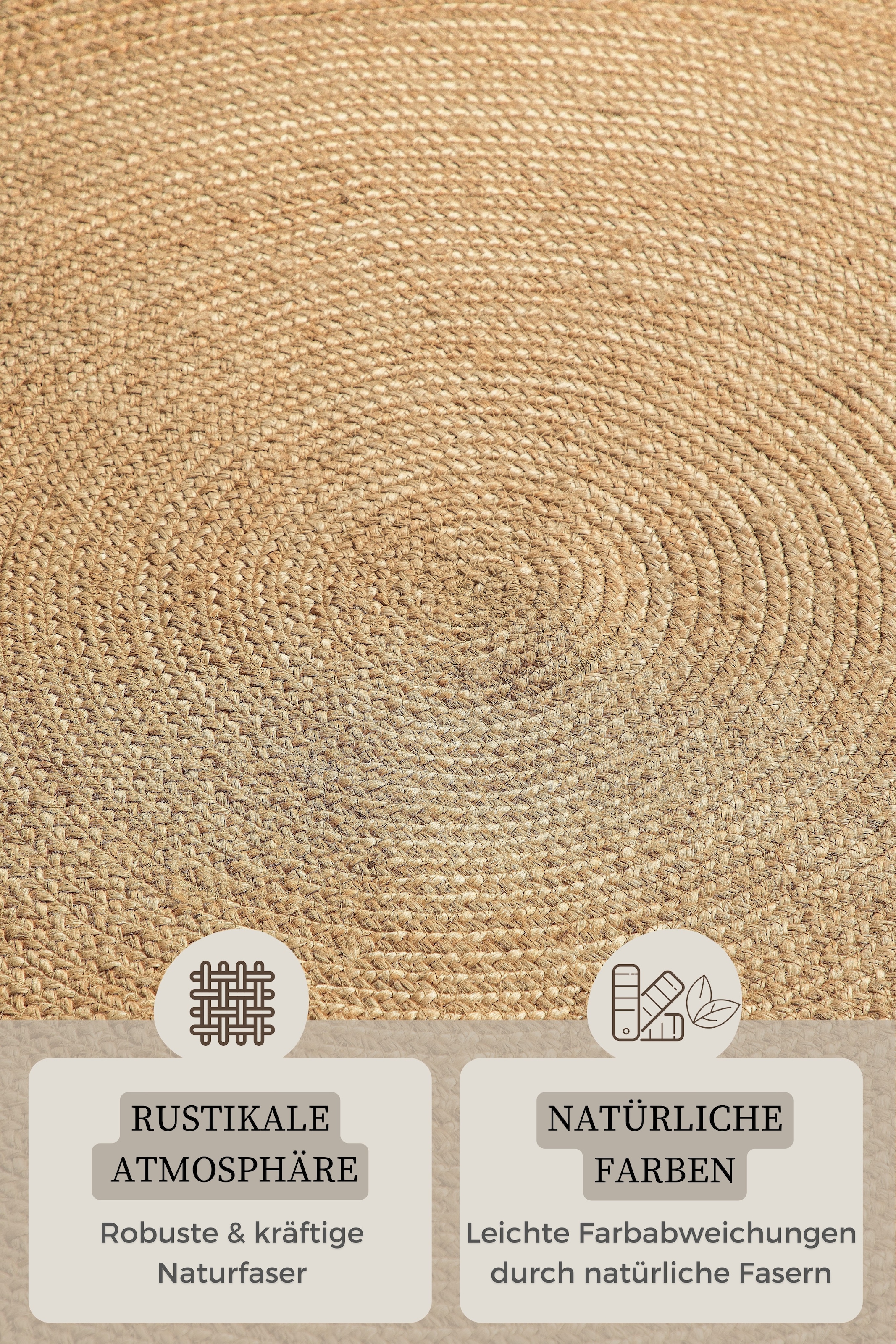 HANSE Home Teppich »Rangpur Juteteppich«, rund, 10 mm Höhe, Handgewebt, 100% Jute, Natur, Wohnzimmer, Flur, Boho, Skandi