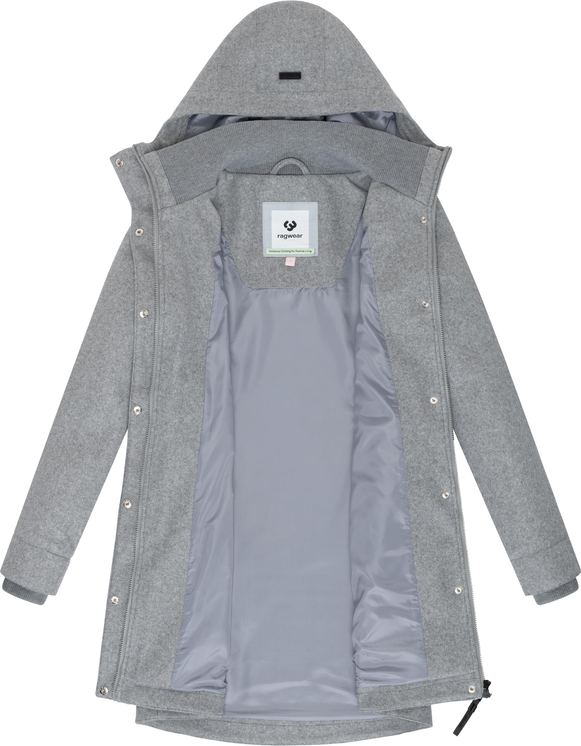 Ragwear Wollmantel »Janesha Coat«, Mantel in Wolloptik mit Kapuze