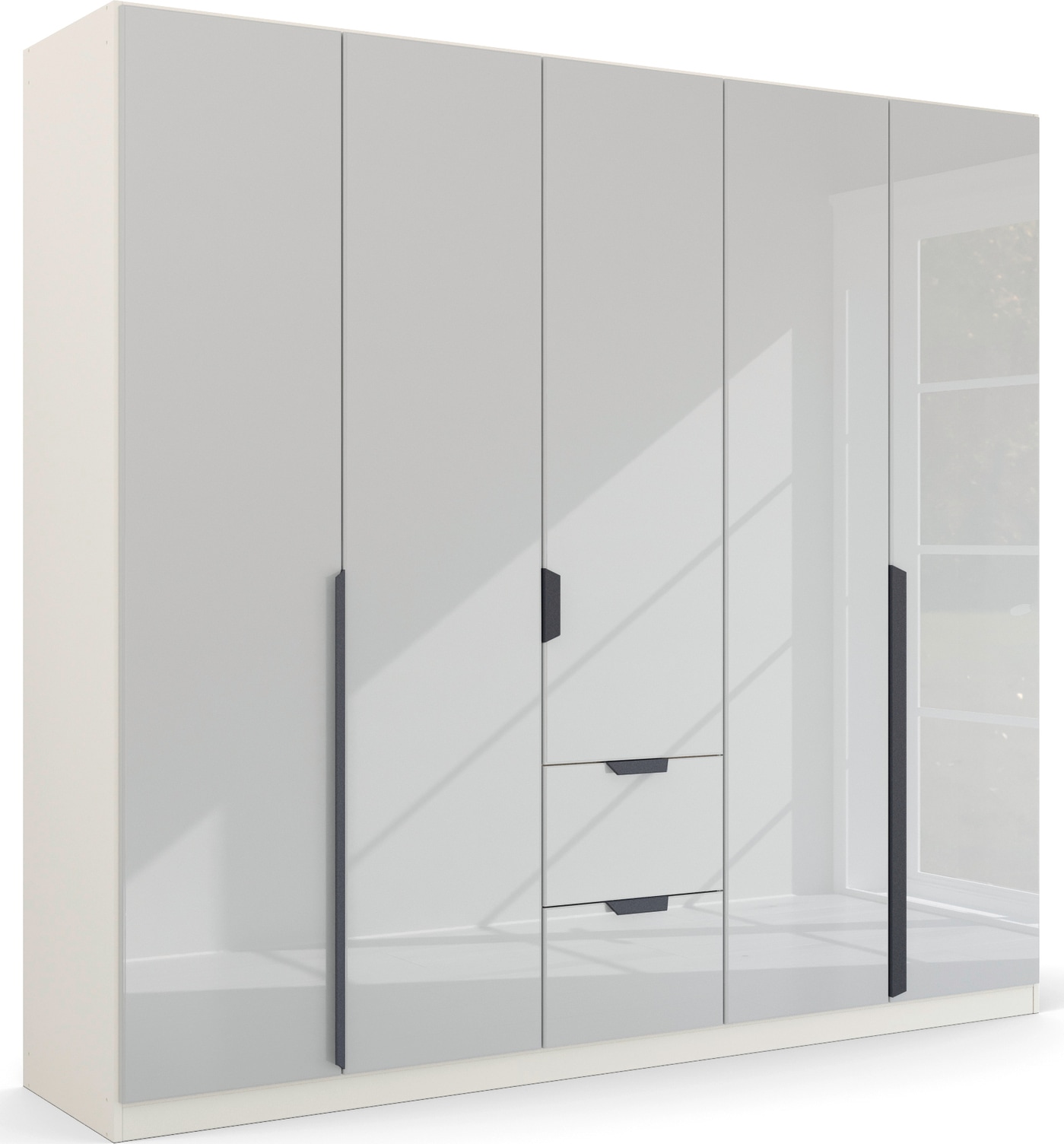 rauch Drehtürenschrank "Kleiderschrank Schrank Garderobe Ankleide MODERN BY QUADRA SPIN" Breiten: 181/226/271 cm, Höhe 210 cm, mit hochwertiger Glasfront und Stangengriff MADE IN GERMANY