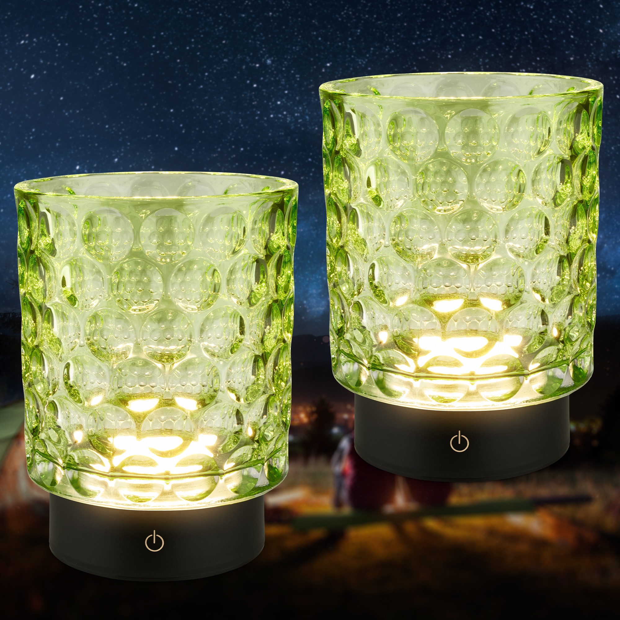 Briloner Leuchten LED Außen-Tischleuchte »SUNORA« LED-Board 2 Stk. Warmweiß kabellos 15 x 11 cm Grün 2W Wohnzimmer Flur Outdoor Aussen 2er-Set