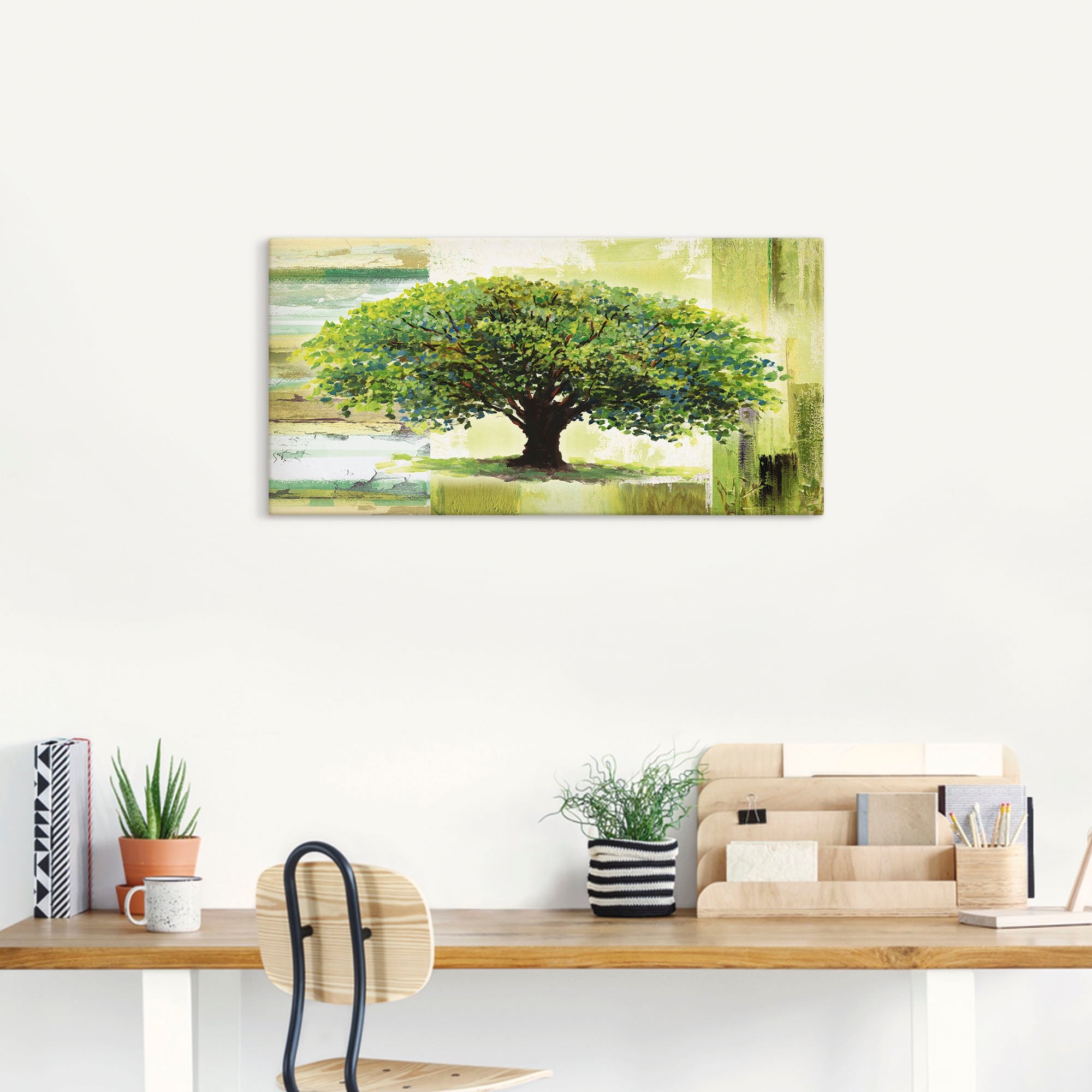 Bäume, abstraktem auf Leinwandbild, in oder BAUR kaufen als (1 | Wandbild Größen Hintergrund«, Artland versch. »Frühlingsbaum Wandaufkleber Poster Alubild, St.),