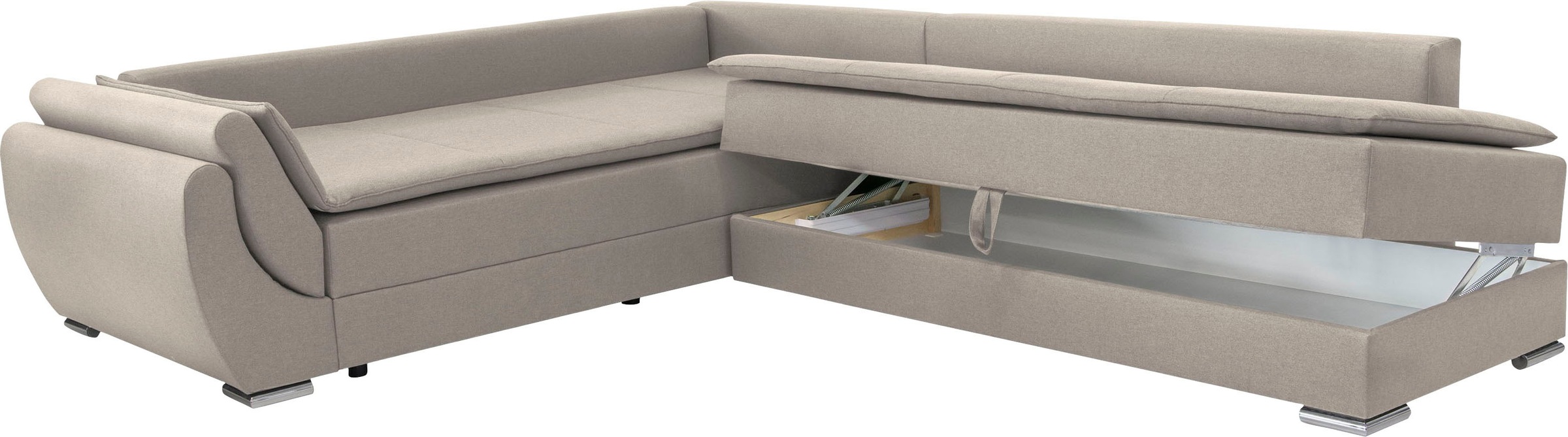 INOSIGN Ecksofa »Göteborg«, mit Boxspring-Bettfunktion und Bettkasten, Dauerschlaffunktion, Topper