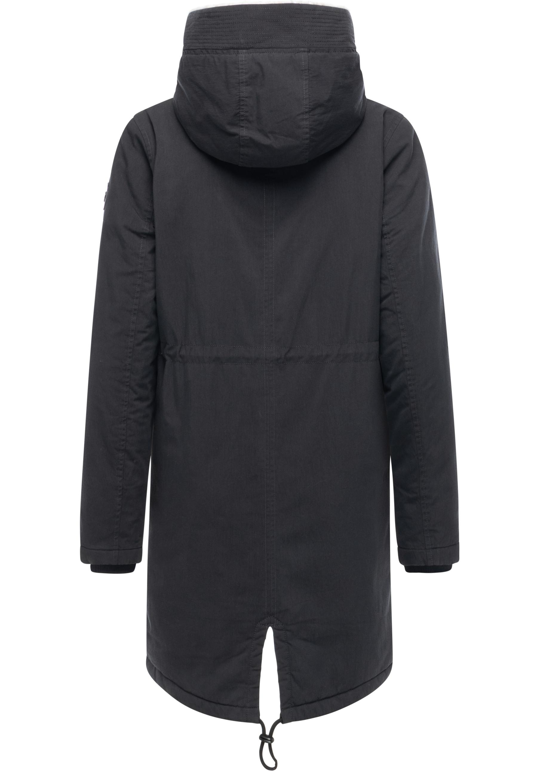 Kurzmantel RAGWEAR "Coogle YOUMODO", Damen, Gr. XS (34), schwarz, Obermaterial: 68% Baumwolle, 32% Nylon; Innenfutter: 100% Polyester; Wattierung: 100% Polyester, gerade ca. Mitte Oberschenkel, hoch geschlossener Ausschnitt, Ärmel ohne Ärmelschlitz Rippbü 2