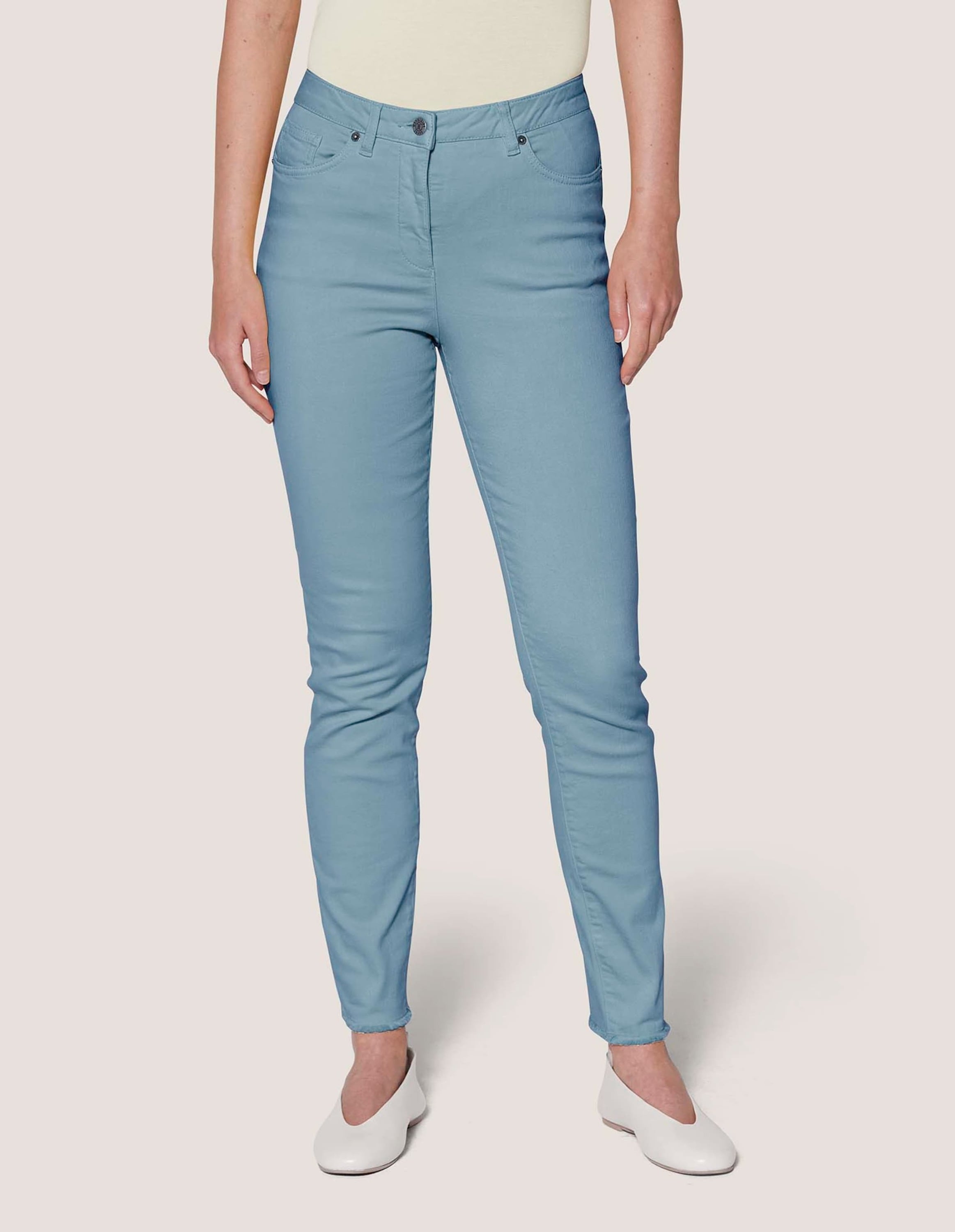 MADELEINE Regular-fit-Jeans »Jeans Mid Waist Skinny-Hose mit Fransen«