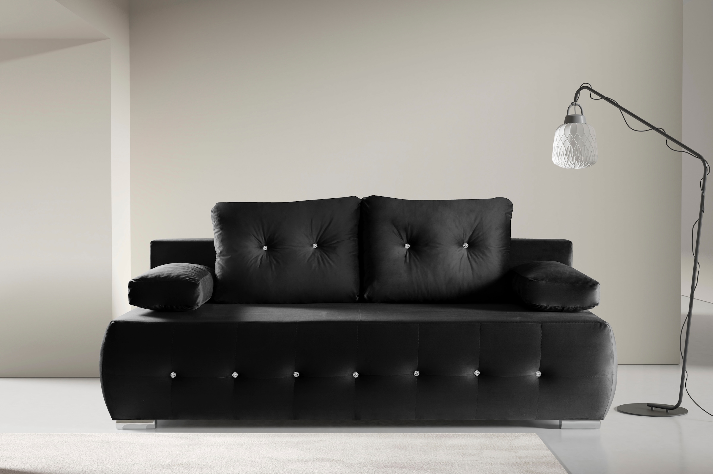 WERK2 Schlafsofa "Monaco Design Bettsofa, pflegeleichter Samtoptik Bezug, B günstig online kaufen
