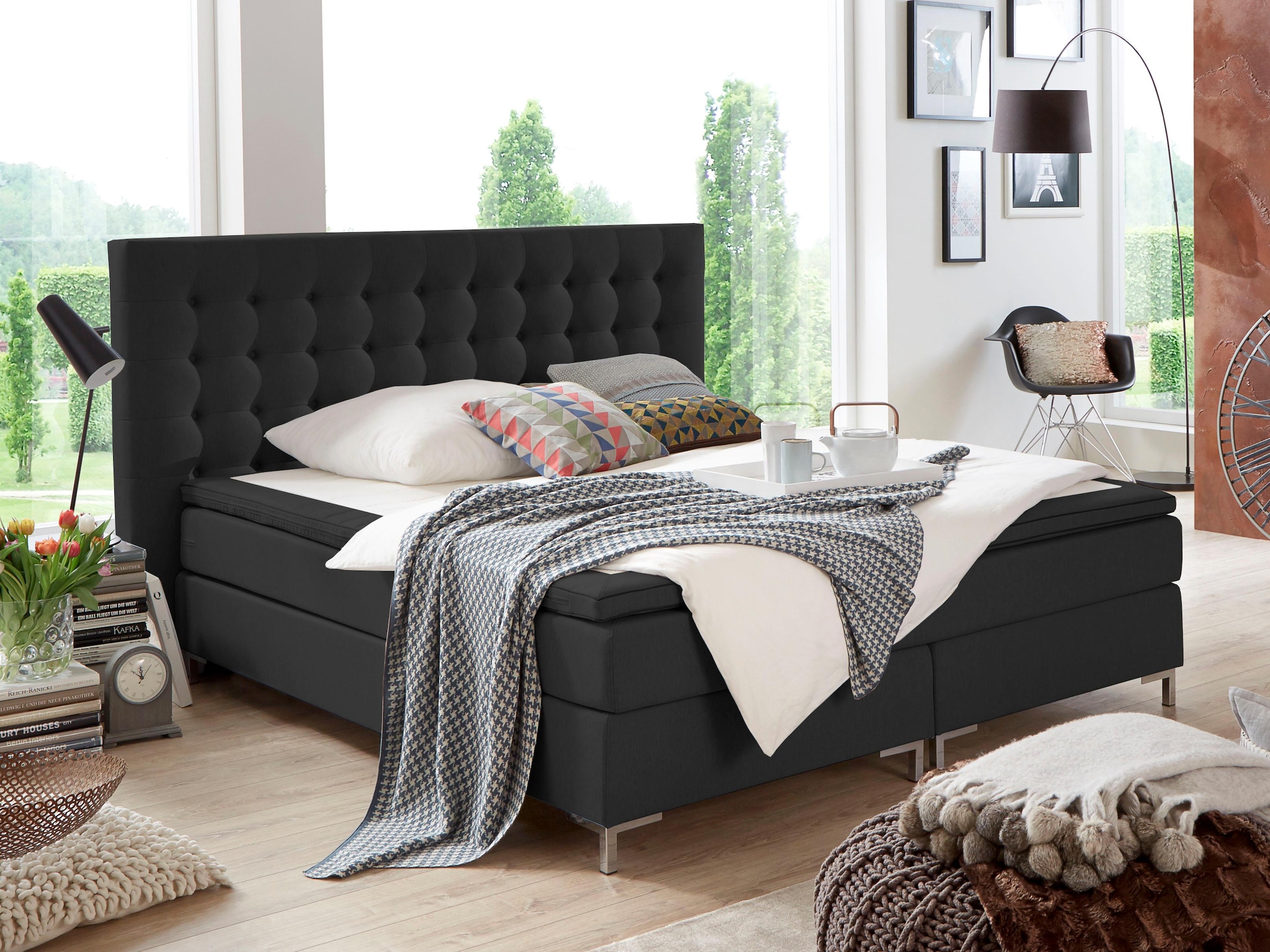 ATLANTIC home collection Boxspringbett Anni, mit Federkernmatratze und Topper