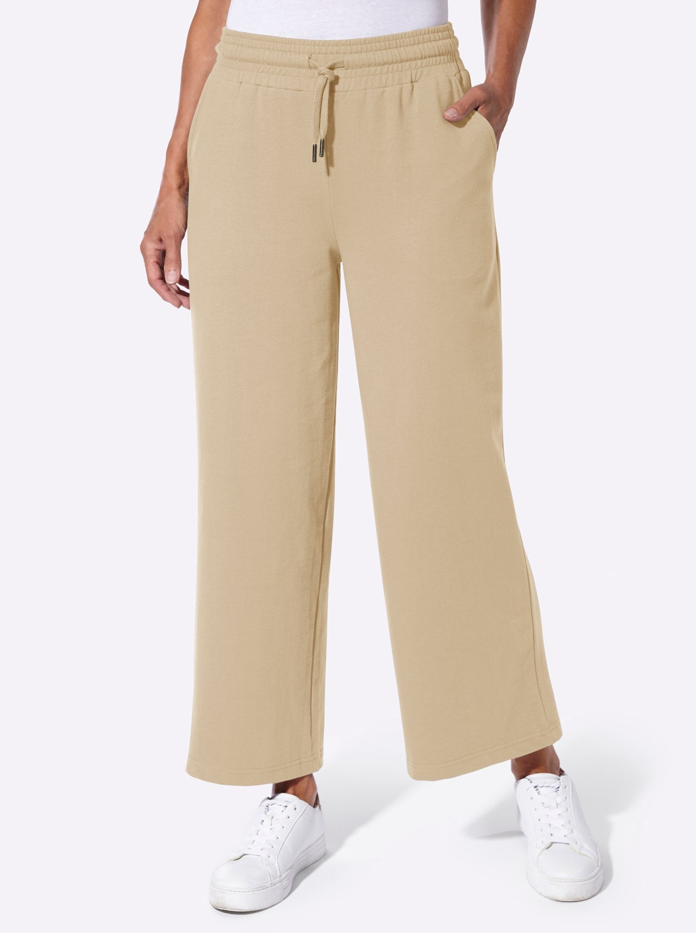Sweathose CASUAL LOOKS, Damen, Gr. 42, Normalgrößen, beige, 50% Baumwolle, 50% Polyester, unifarben, Hosen Sweathose