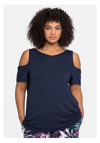 T-Shirt »Große Größen«, mit V-Ausschnitt, im schulterfreien Look
