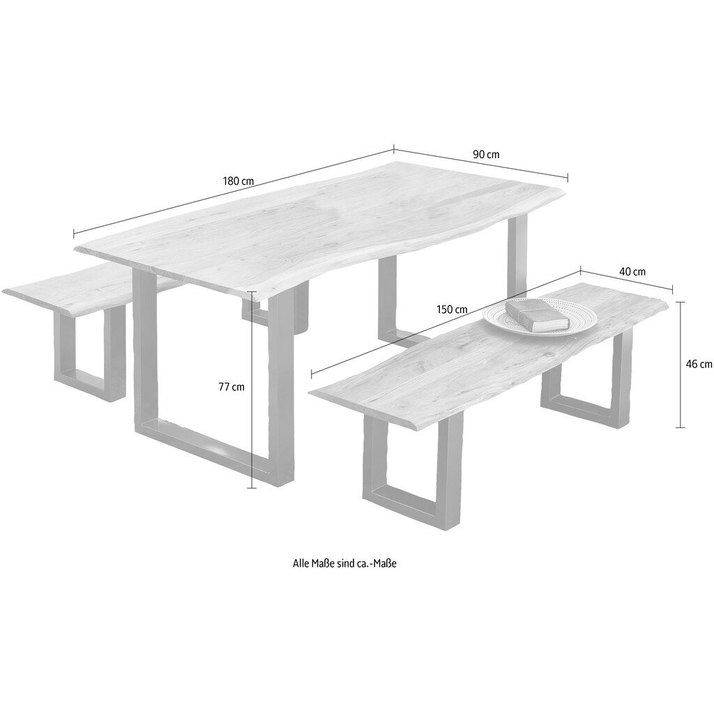 SIT Essgruppe, (Set, 3 tlg., 1 Tisch und 2 Bänke)