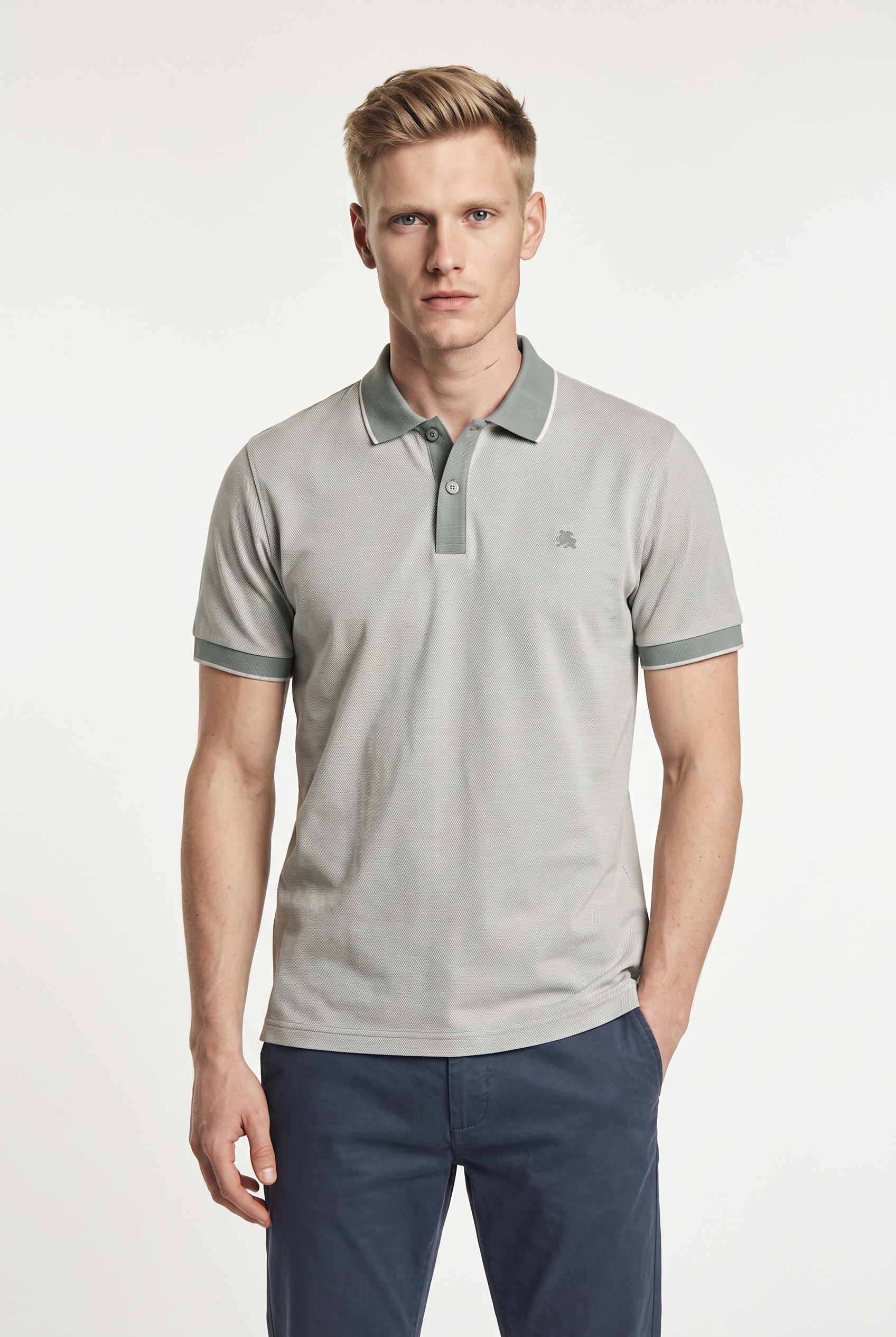 LERROS Poloshirt Kurzarm mit Logostickerei und abgesetzten Ärmeln und Kragen