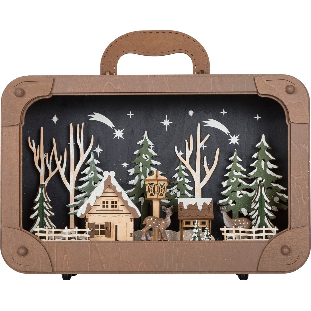 Myflair Möbel & Accessoires LED Lichtbox »Koffer mit LED-Dekoration, Weihnachtsdeko aus Holz«