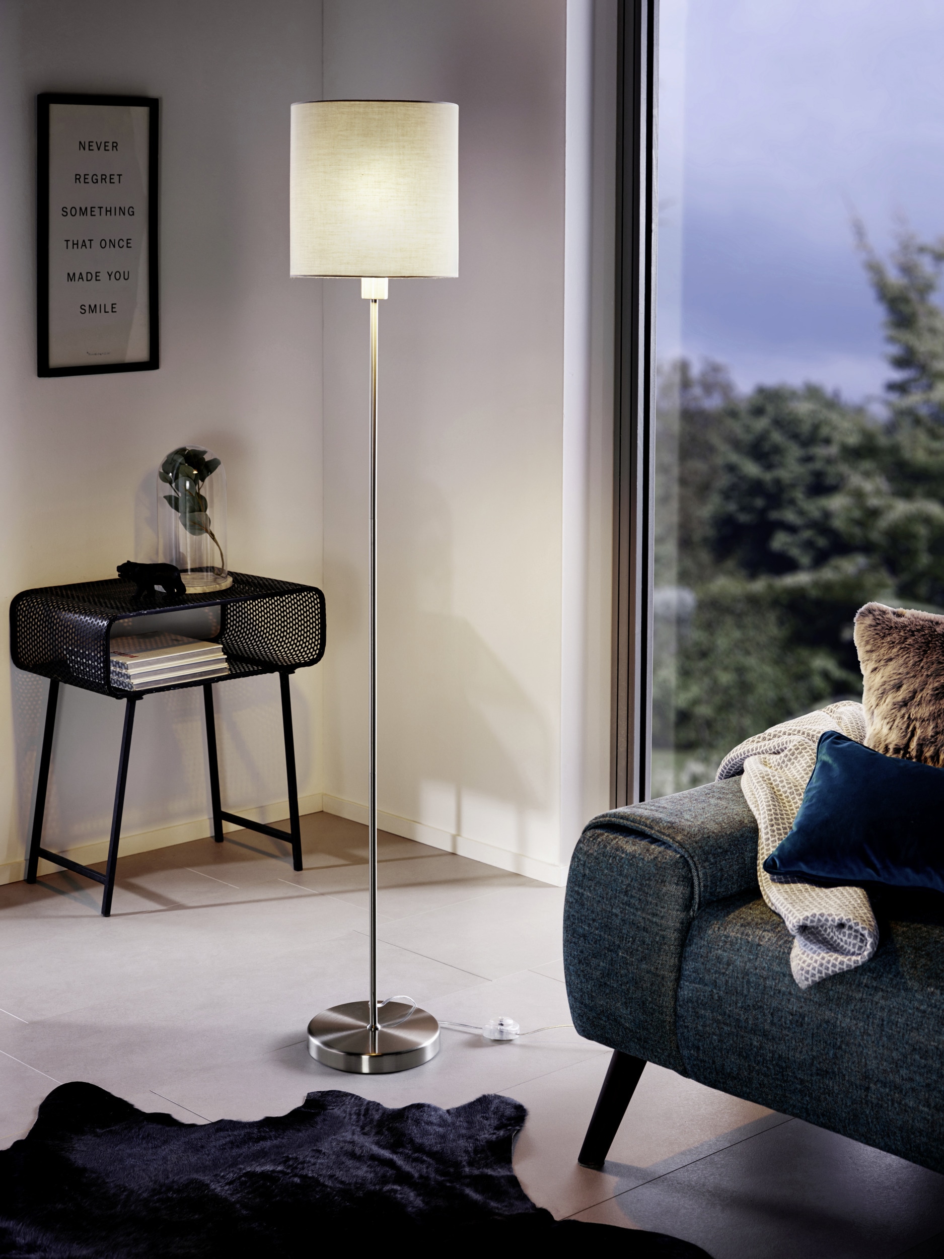 EGLO Stehlampe »PASTERI Stehlampe - Stoff - Stahl - E27 - 1X60W - IP20« E27 1 Stk. Standleuchte, Wohnzimmer, Esszimmer, Schalfzimmer, H157,5 x Ø28 cm