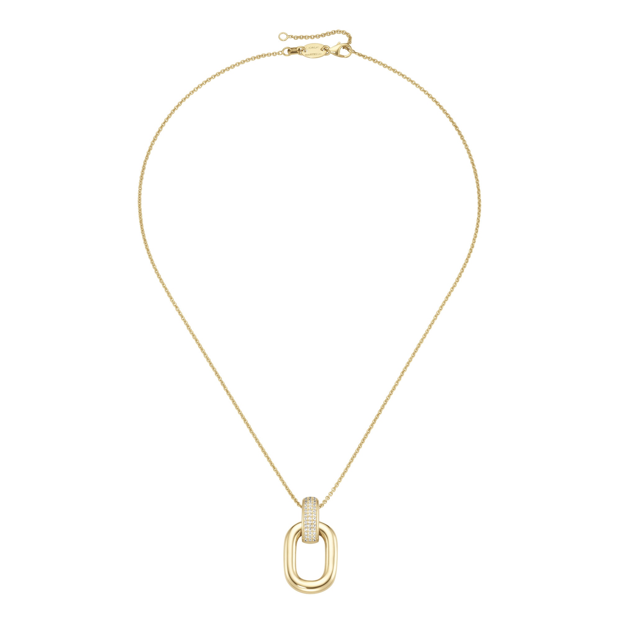 Giorgio Martello Milano Open Oval Pendant Silver 925 Gold 45cm