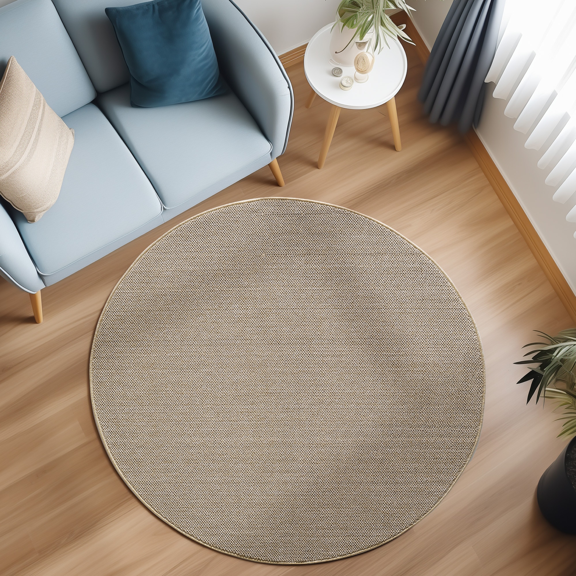 Teppich AYYILDIZ TEPPICHE "LOOM 4300", beige, H:7mm Ø:120cm, Polypropylen, Teppiche, Teppich, pflegeleicht, robust, strapazierfähig